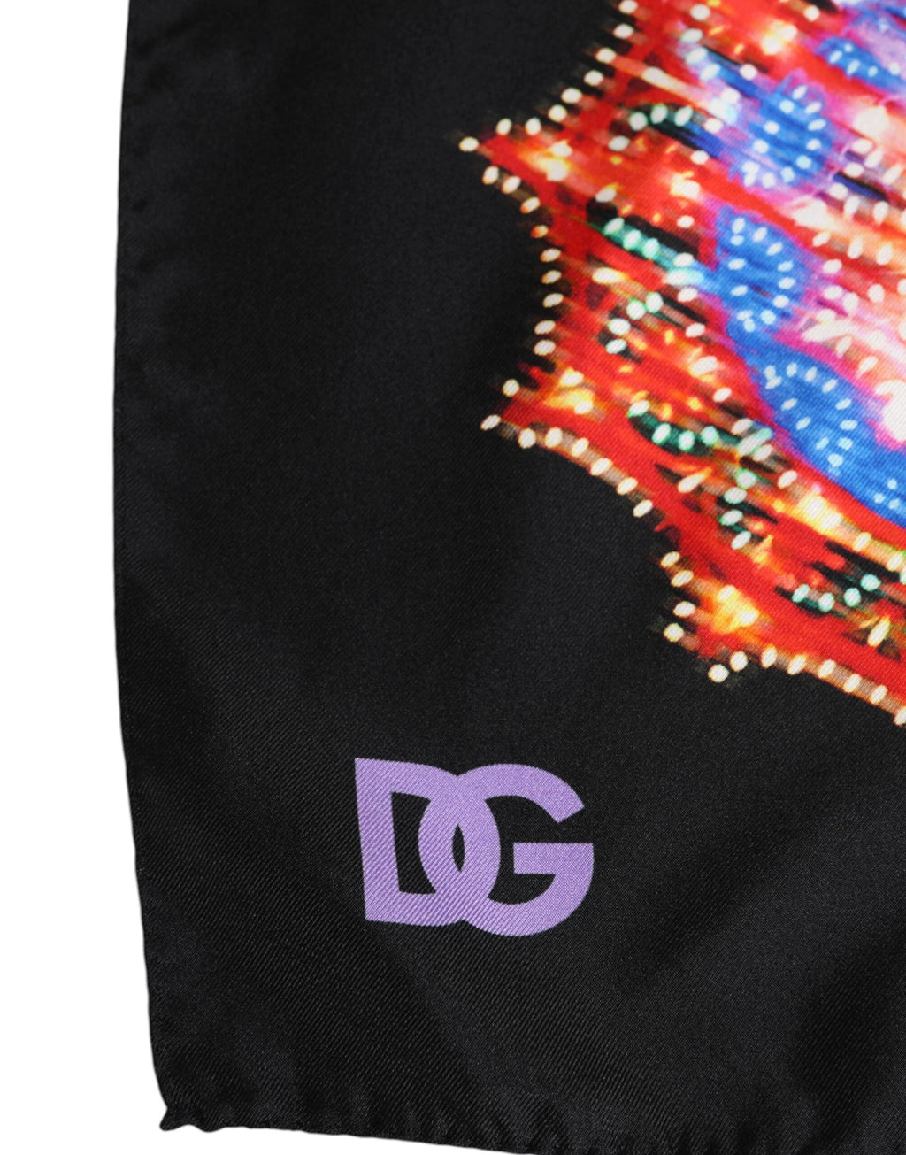 Dolce & Gabbana Black Multicolor Print Square Foulard Scarf by Dolce & Gabbana