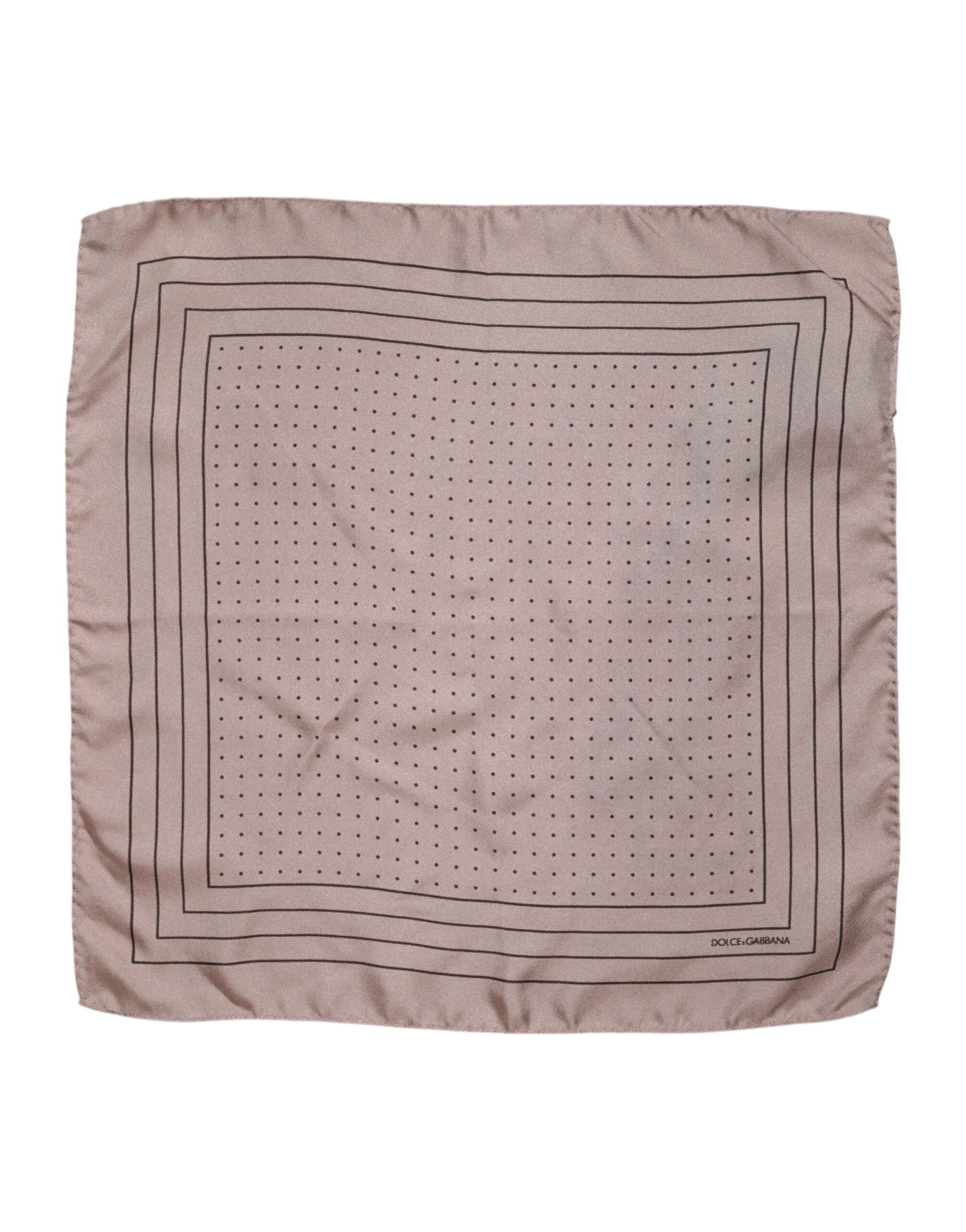 Dolce & Gabbana Beige Dotted Silk Square Men Foulard Scarf by Dolce & Gabbana