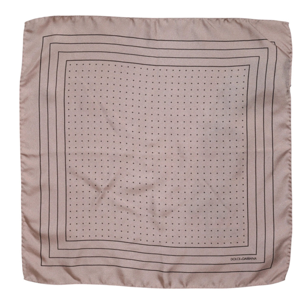 Dolce & Gabbana Beige Dotted Silk Square Men Foulard Scarf by Dolce & Gabbana