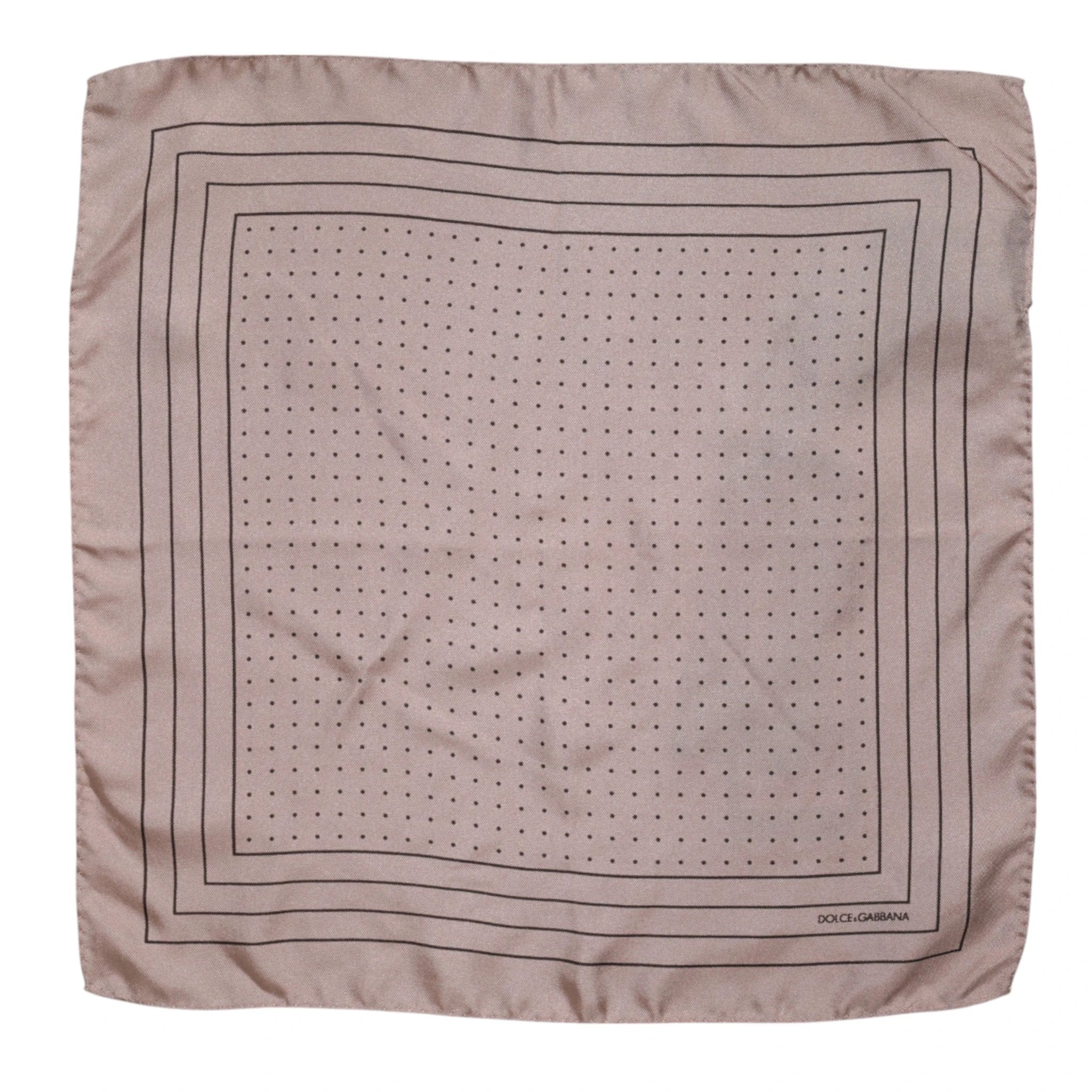 Dolce & Gabbana Beige Dotted Silk Square Men Foulard Scarf by Dolce & Gabbana
