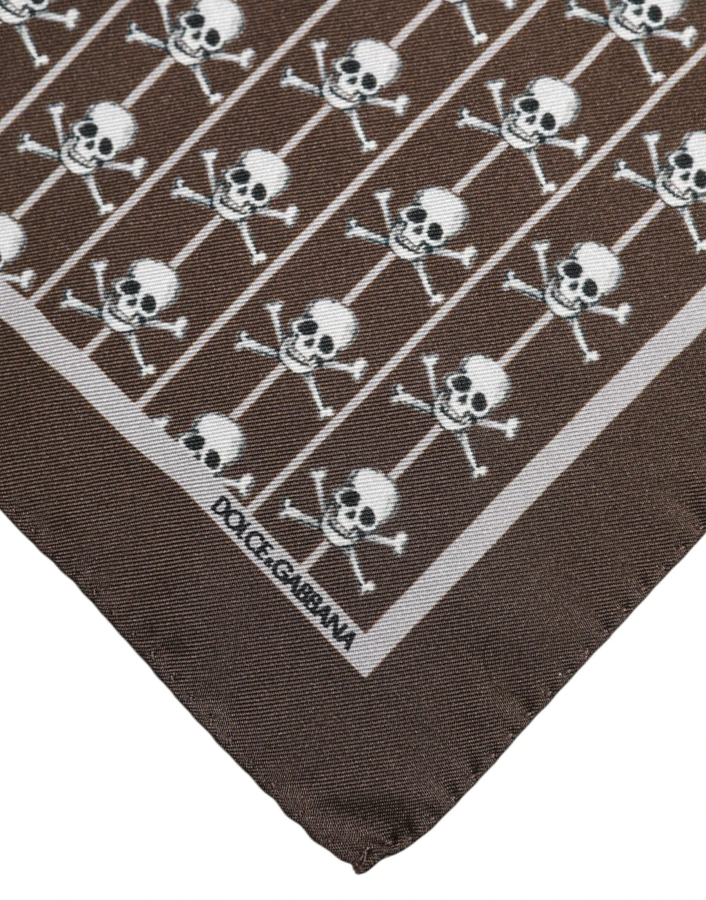 Dolce & Gabbana Brown Skull Silk Square Men Foulard Scarf by Dolce & Gabbana