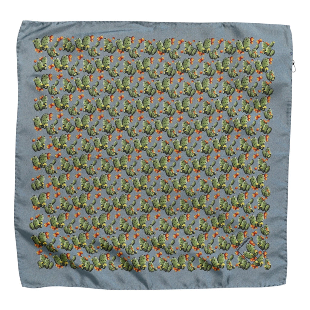 Dolce & Gabbana Gray Green Cactus Print Square Foulard Scarf by Dolce & Gabbana