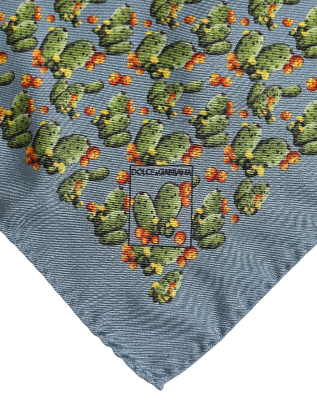 Dolce & Gabbana Gray Green Cactus Print Square Foulard Scarf by Dolce & Gabbana