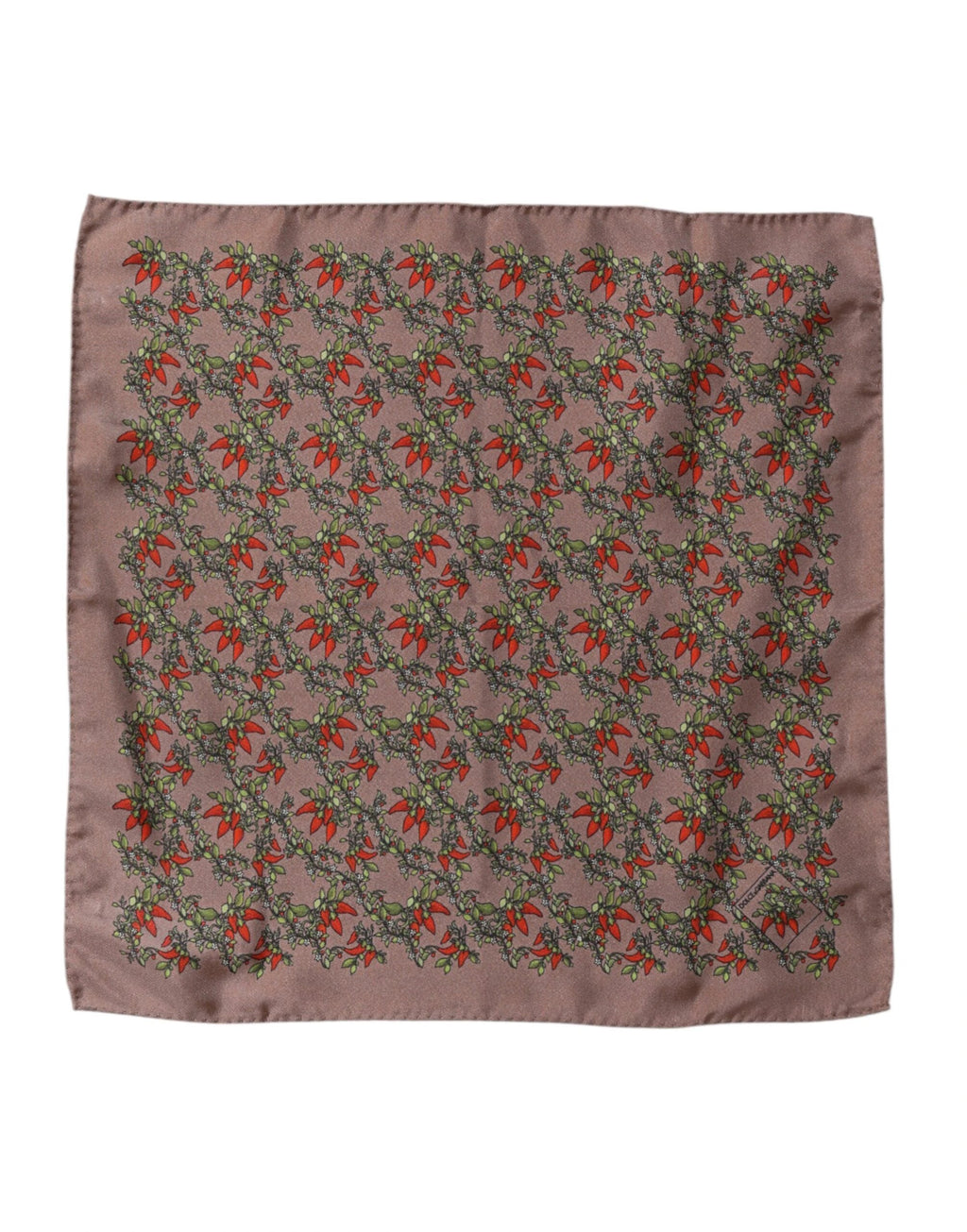 Dolce & Gabbana Brown Chilis Silk Square Men Foulard Scarf by Dolce & Gabbana