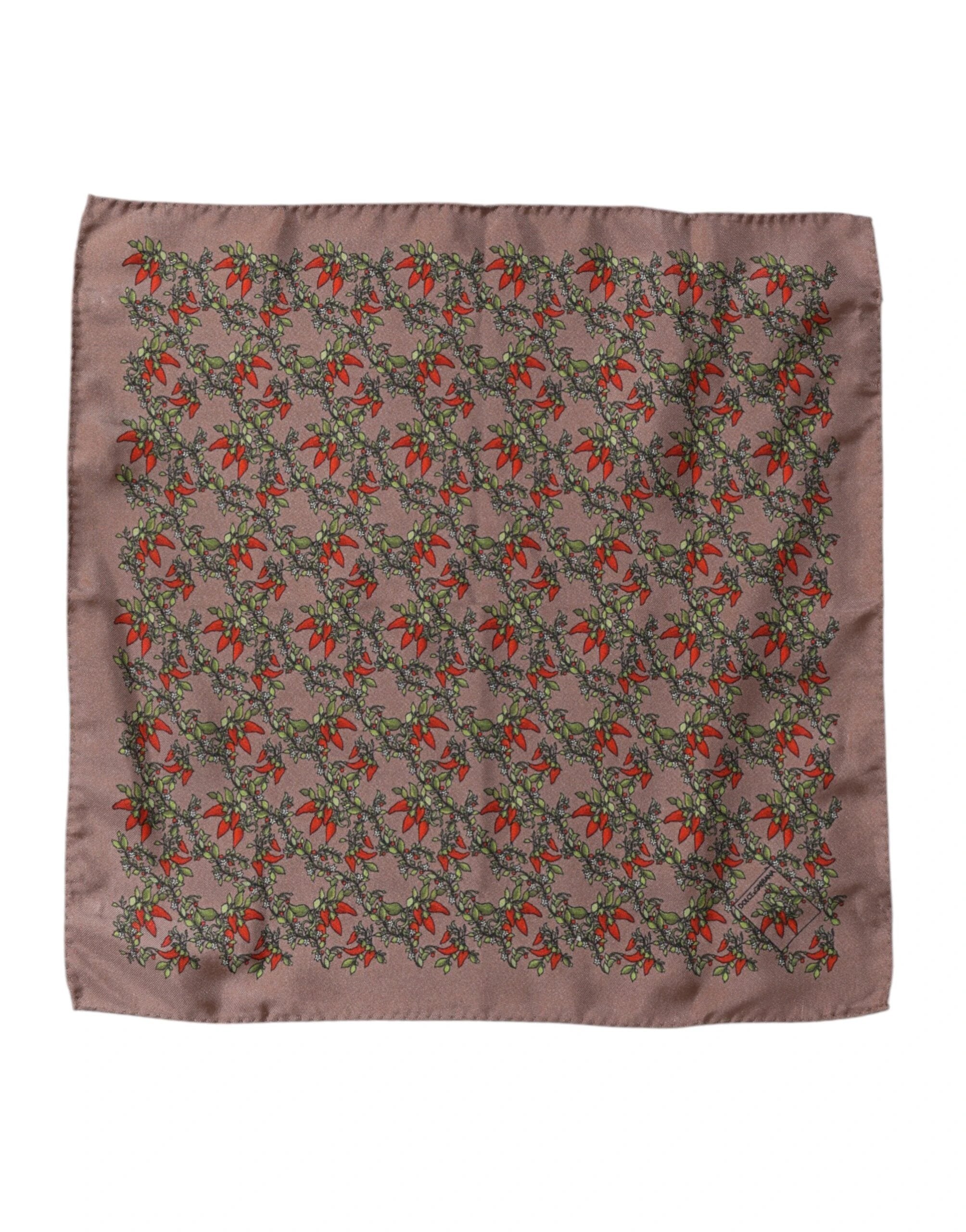 Dolce & Gabbana Brown Chilis Silk Square Men Foulard Scarf by Dolce & Gabbana