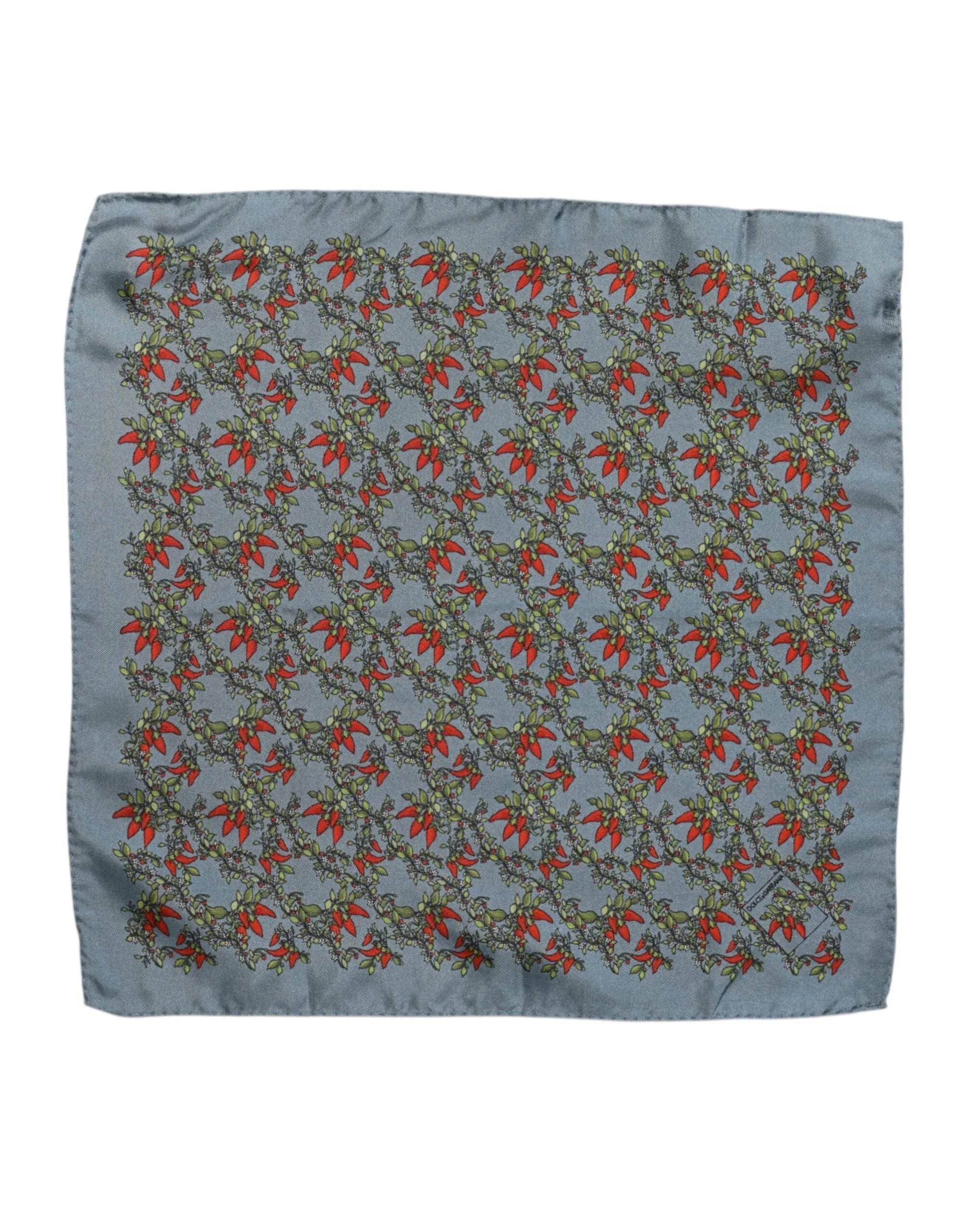 Dolce & Gabbana Gray Chilis Silk Square Men Foulard Scarf by Dolce & Gabbana