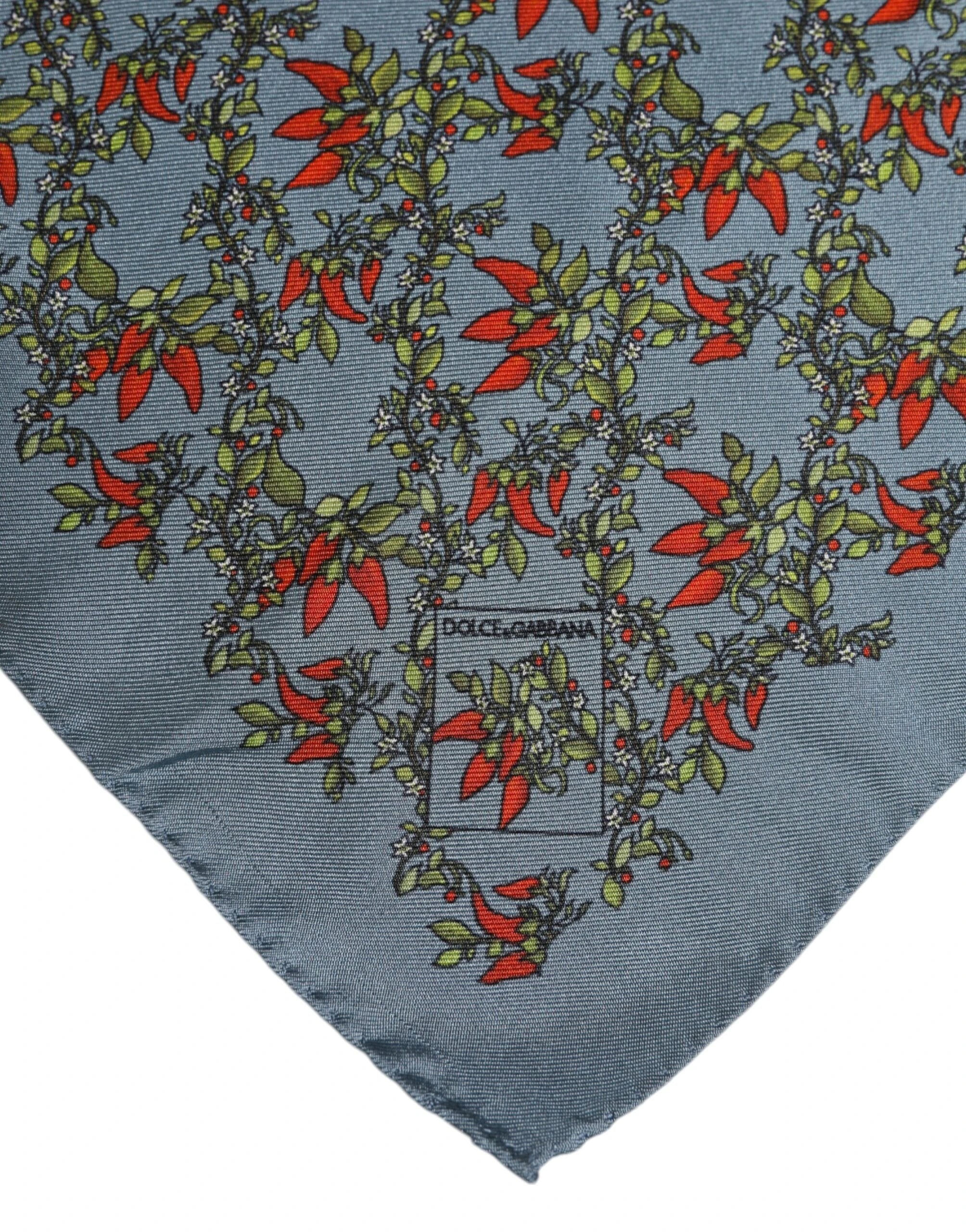 Dolce & Gabbana Gray Chilis Silk Square Men Foulard Scarf by Dolce & Gabbana
