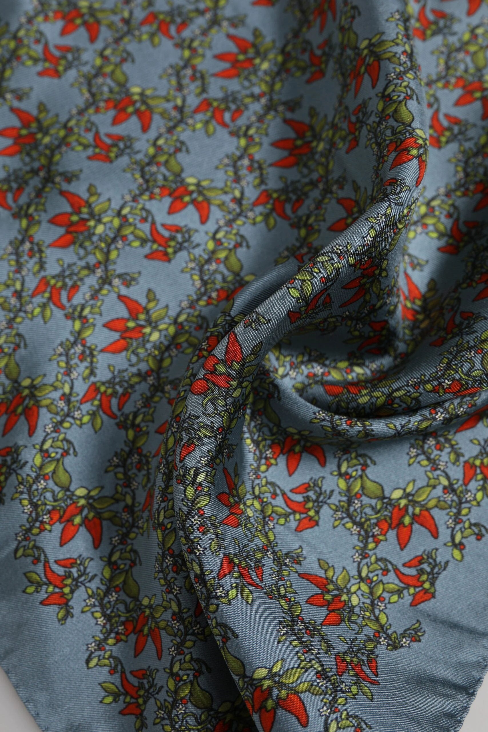 Dolce & Gabbana Gray Chilis Silk Square Men Foulard Scarf by Dolce & Gabbana