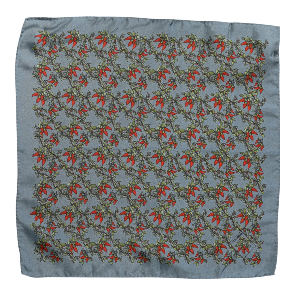 Dolce & Gabbana Gray Chilis Silk Square Men Foulard Scarf by Dolce & Gabbana
