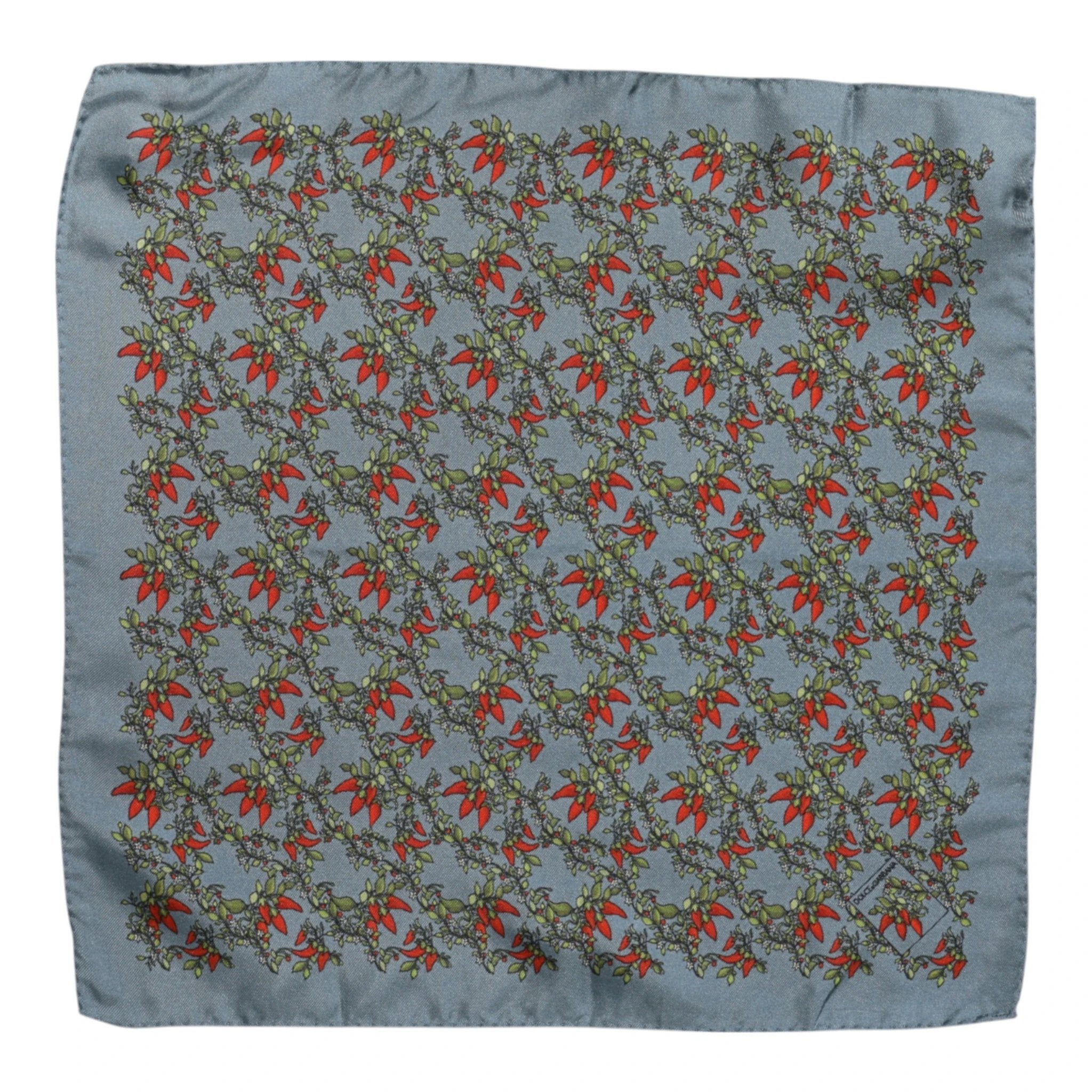 Dolce & Gabbana Gray Chilis Silk Square Men Foulard Scarf by Dolce & Gabbana