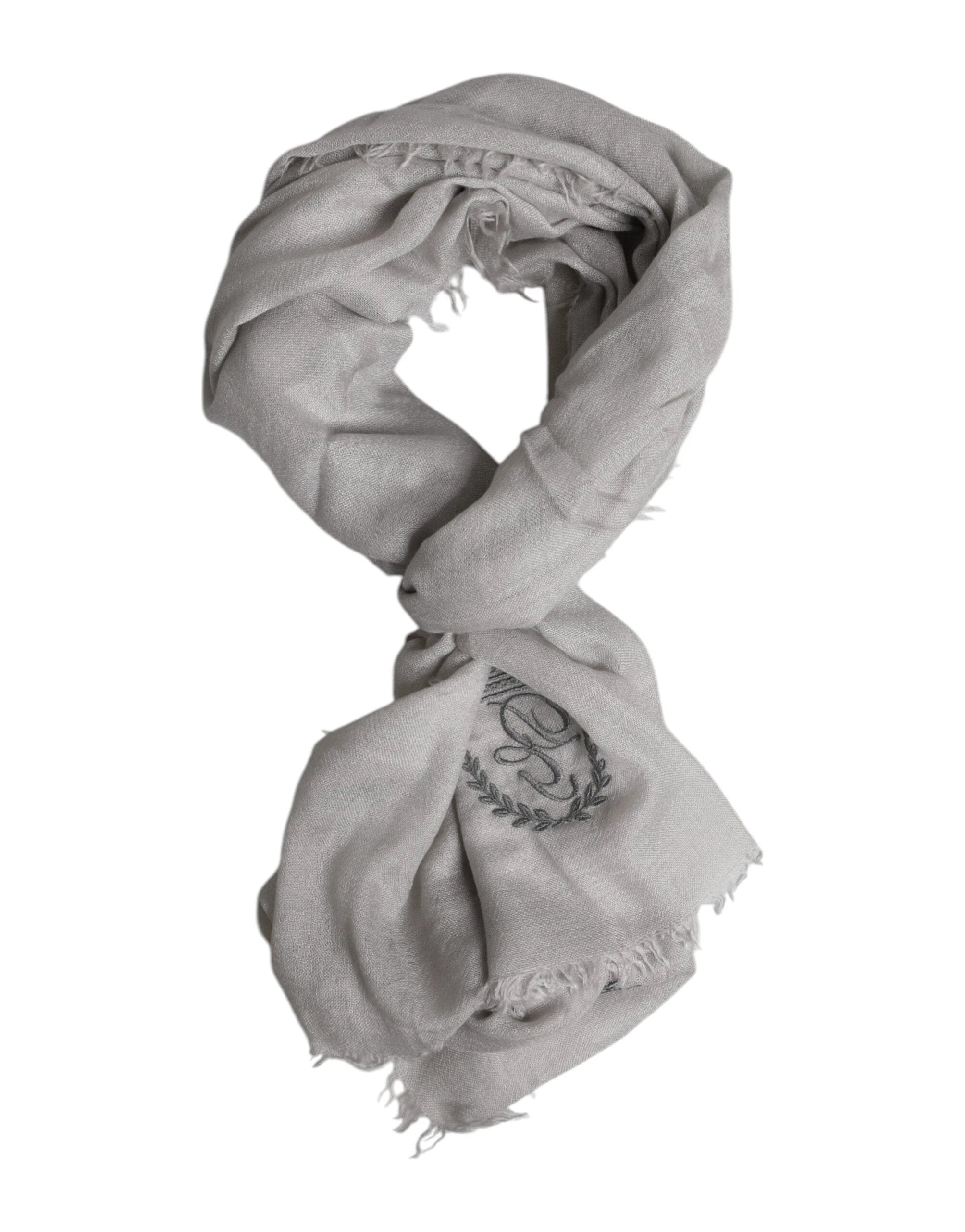Dolce & Gabbana Gray DG Crown Neck Warmer Wrap Shawl Scarf by Dolce & Gabbana