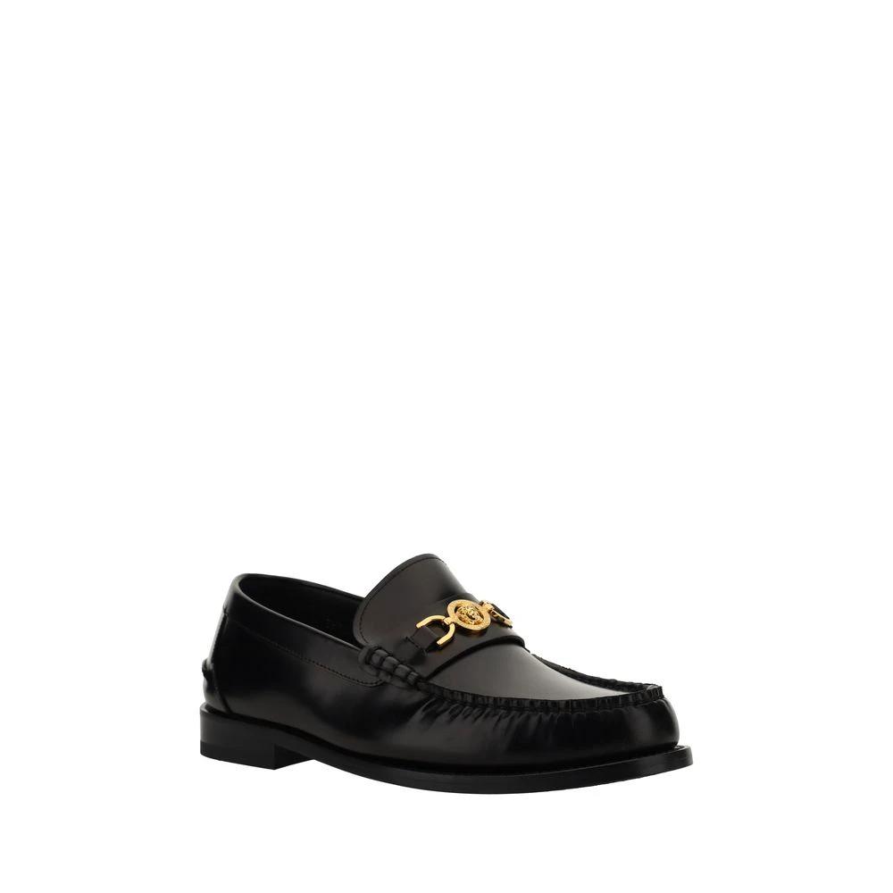 Versace Black Calf Leather Bos Taurus Slip-On Loafers by Versace