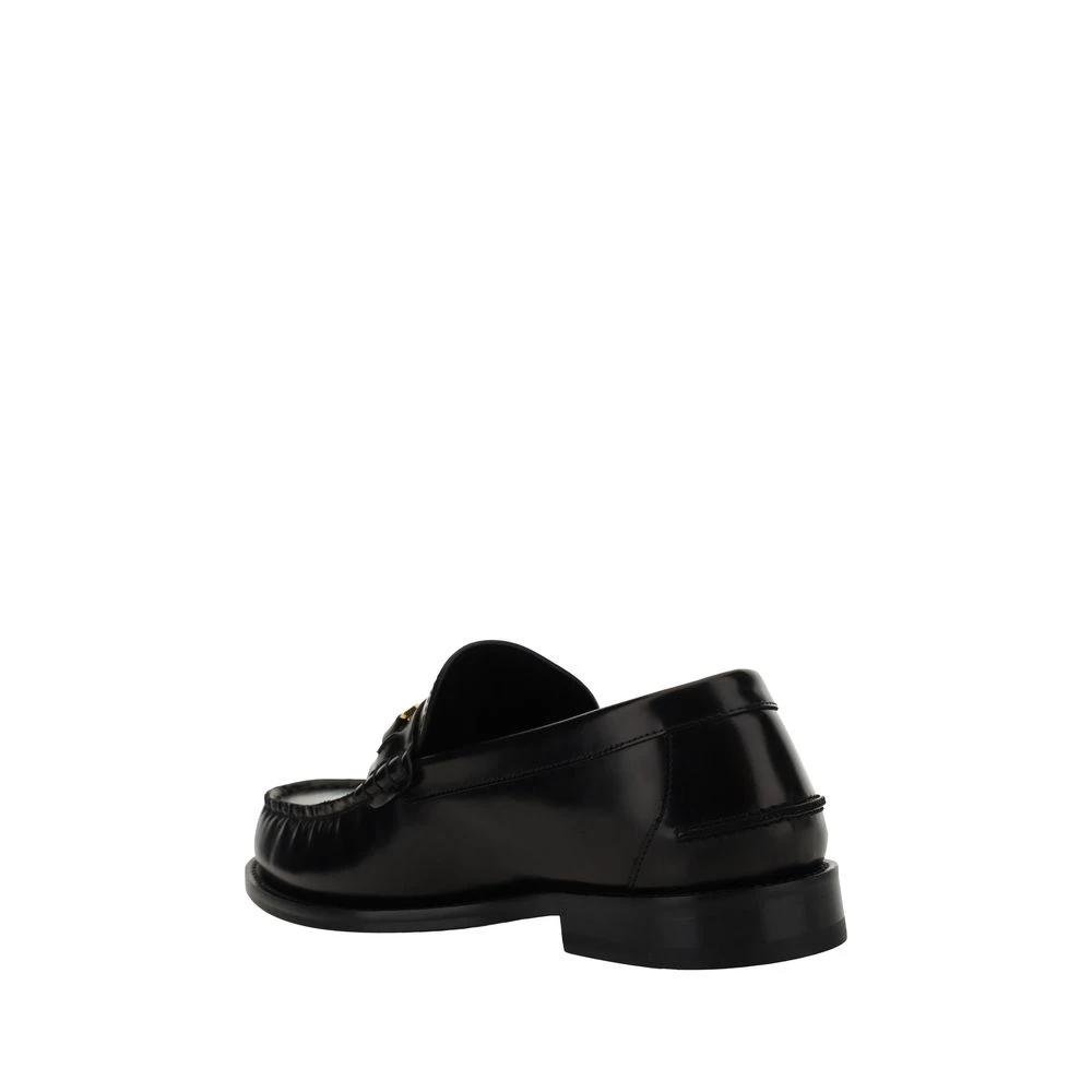 Versace Black Calf Leather Bos Taurus Slip-On Loafers by Versace
