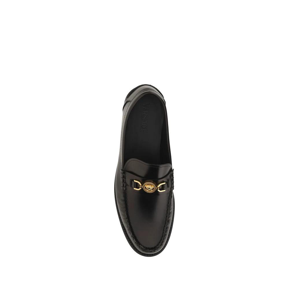 Versace Black Calf Leather Bos Taurus Slip-On Loafers by Versace