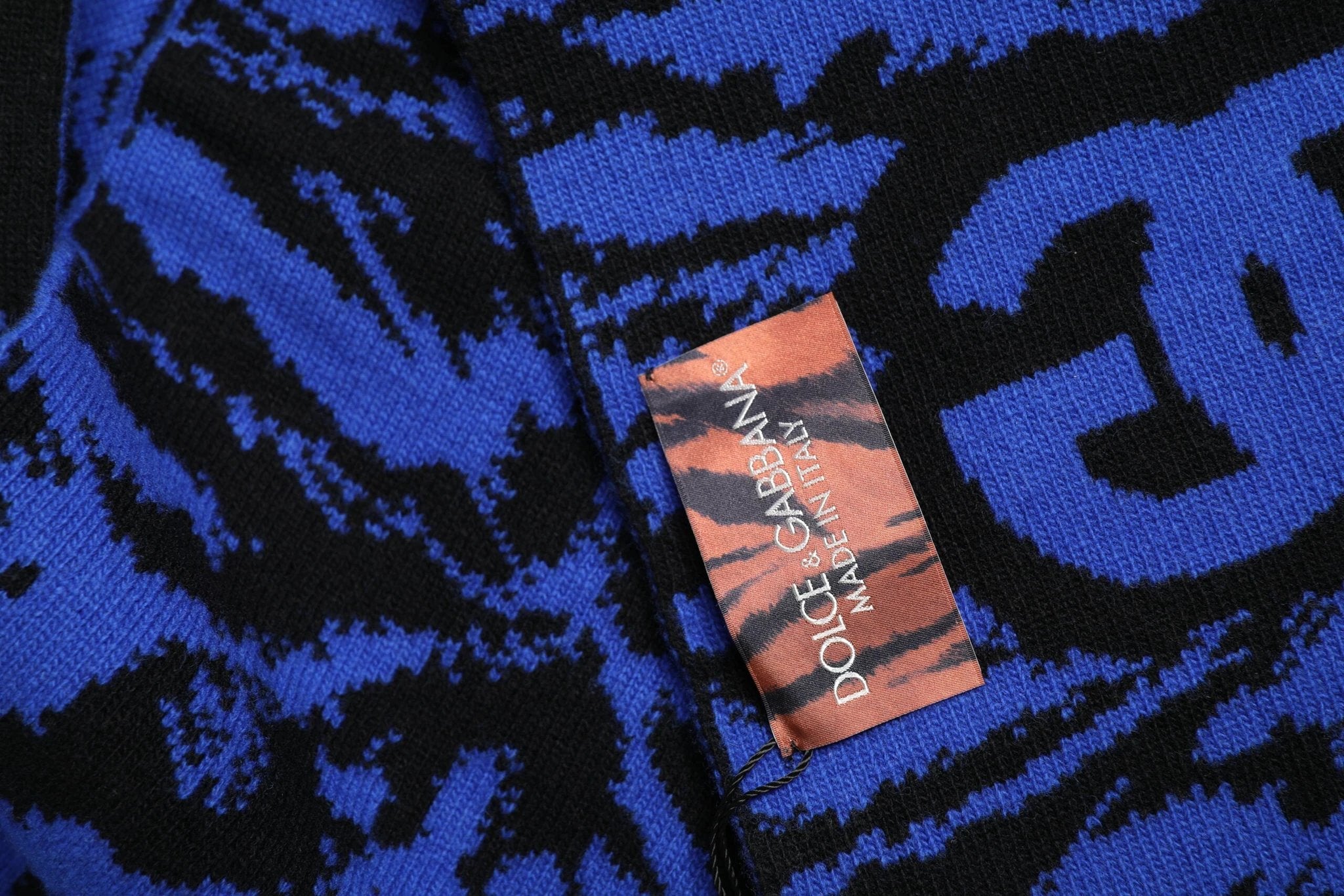 Dolce & Gabbana Blue Black Logo Neck Warmer Wrap Shawl Scarf by Dolce & Gabbana