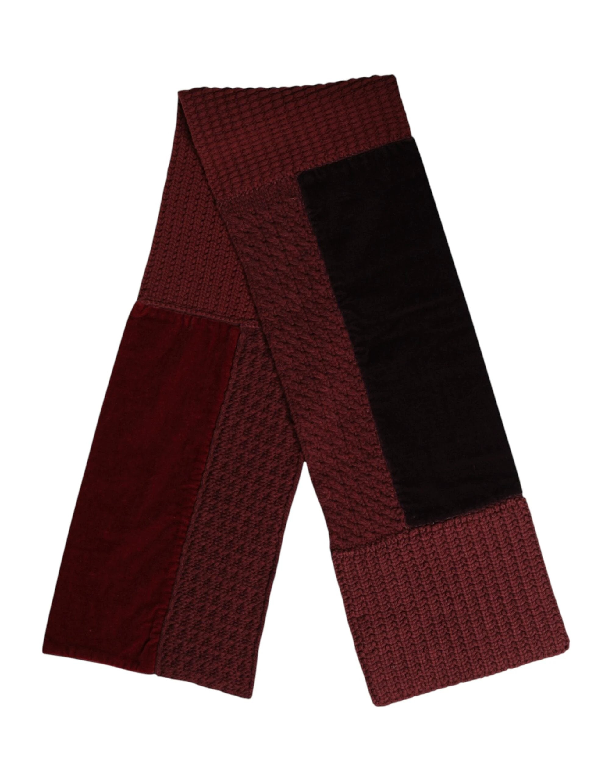 Dolce & Gabbana Maroon Black Neck Warmer Wrap Shawl Scarf by Dolce & Gabbana