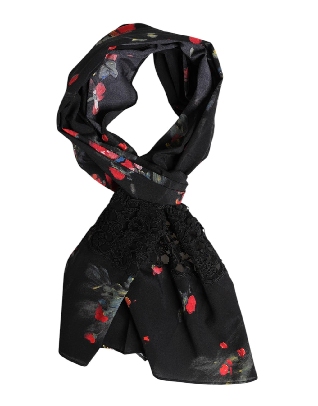 Dolce & Gabbana Black Floral Print Neck Warmer Wrap Scarf by Dolce & Gabbana