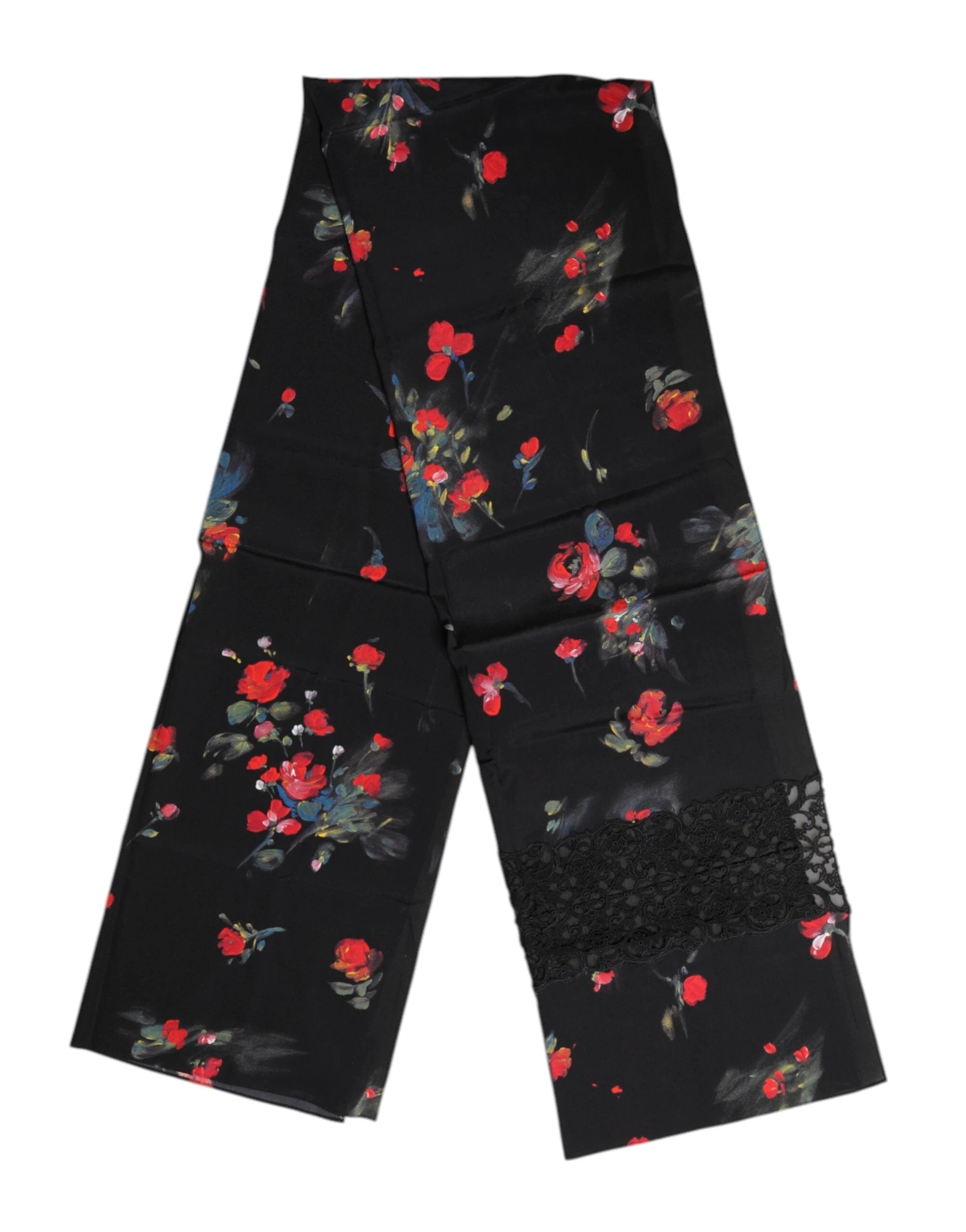 Dolce & Gabbana Black Floral Print Neck Warmer Wrap Scarf by Dolce & Gabbana