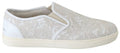Dolce & Gabbana White Leather Lace Slip On Loafers Shoes by Dolce & Gabbana