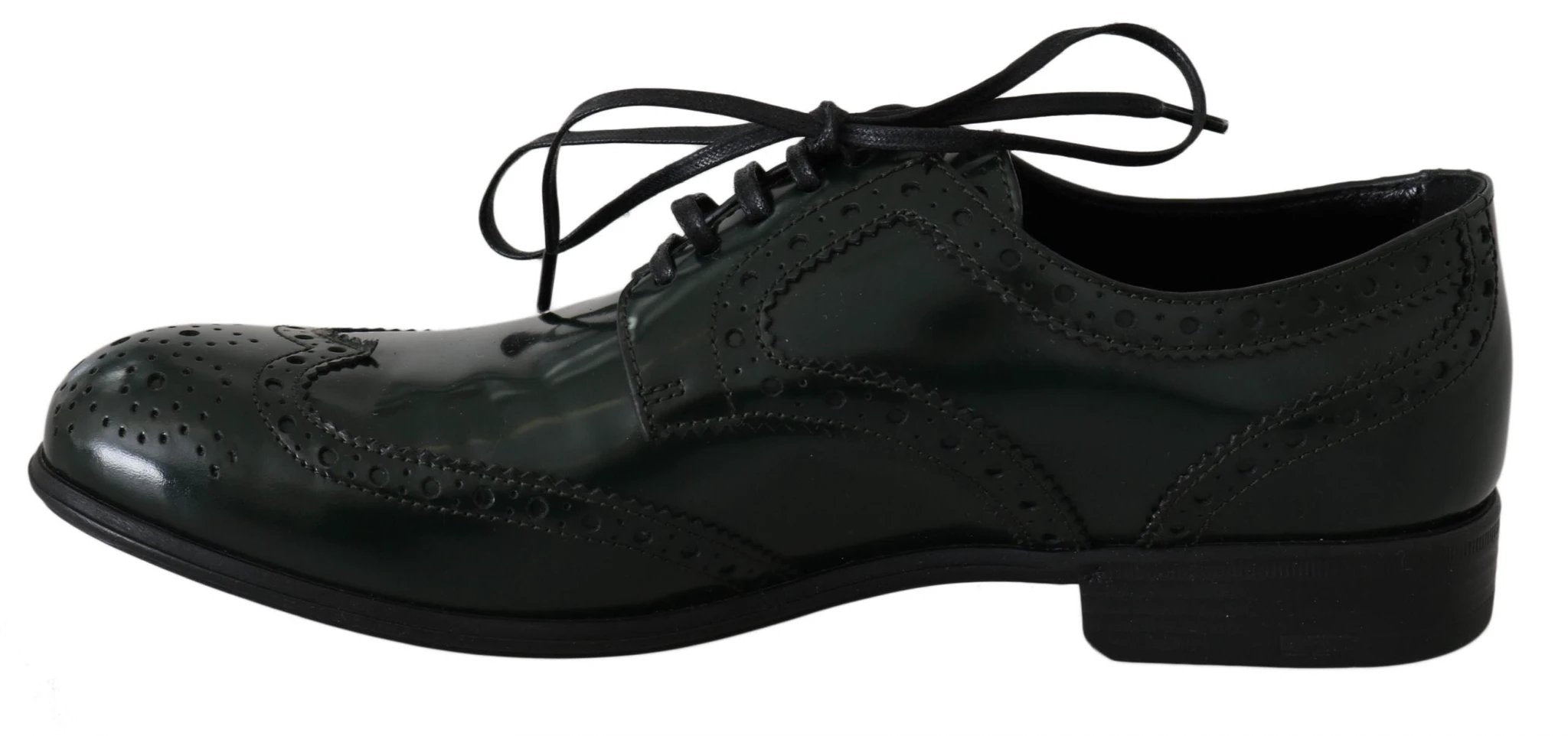 Dolce & Gabbana Green Leather Broque Oxford Wingtip Shoes by Dolce & Gabbana