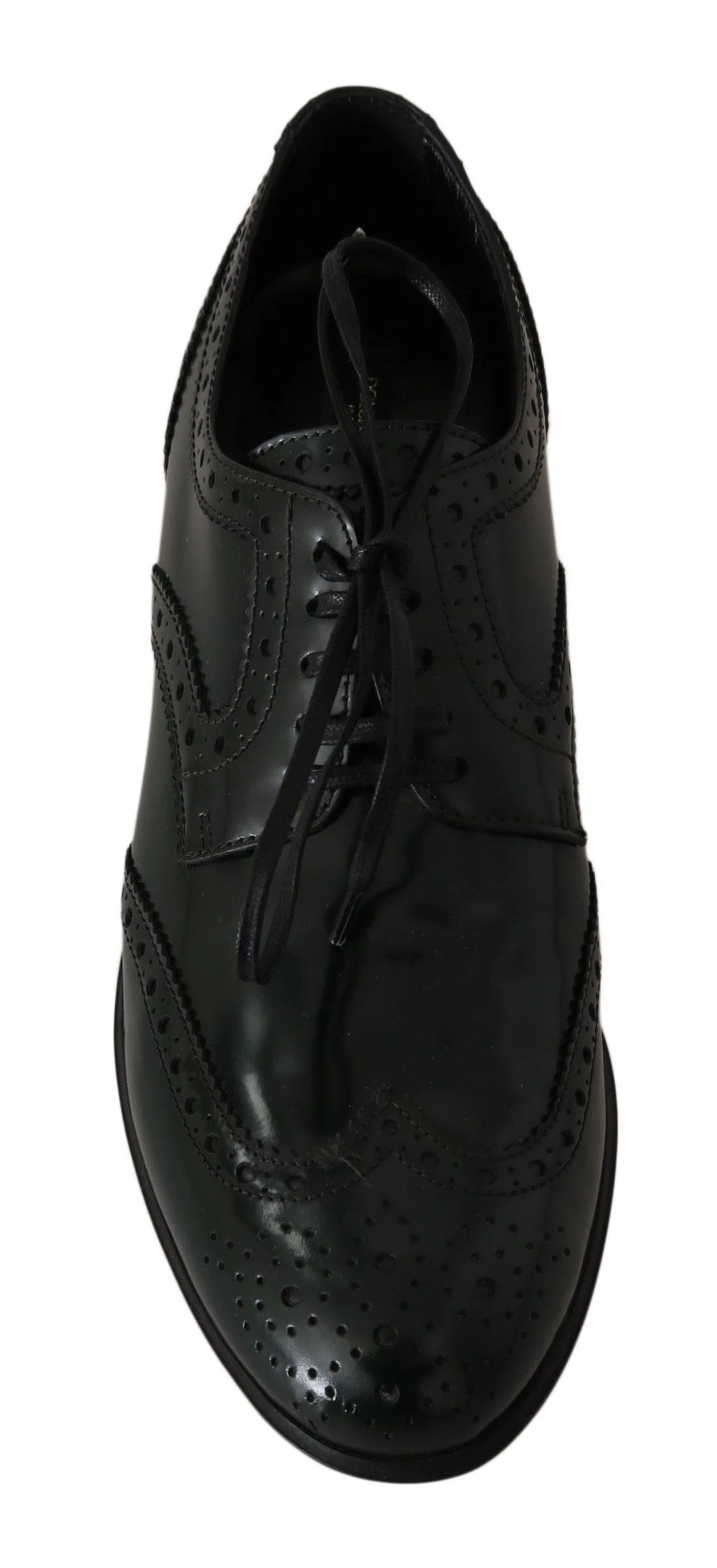 Dolce & Gabbana Green Leather Broque Oxford Wingtip Shoes by Dolce & Gabbana