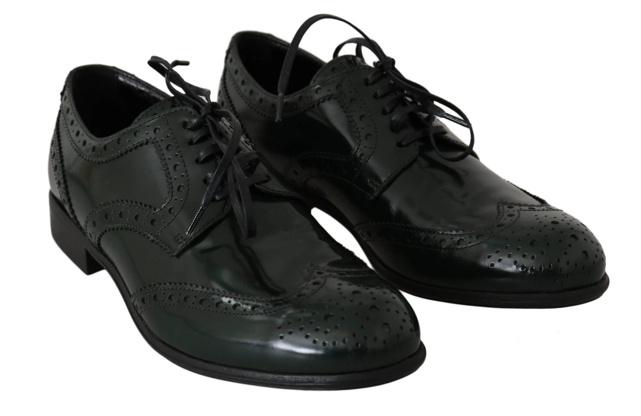 Dolce & Gabbana Green Leather Broque Oxford Wingtip Shoes by Dolce & Gabbana