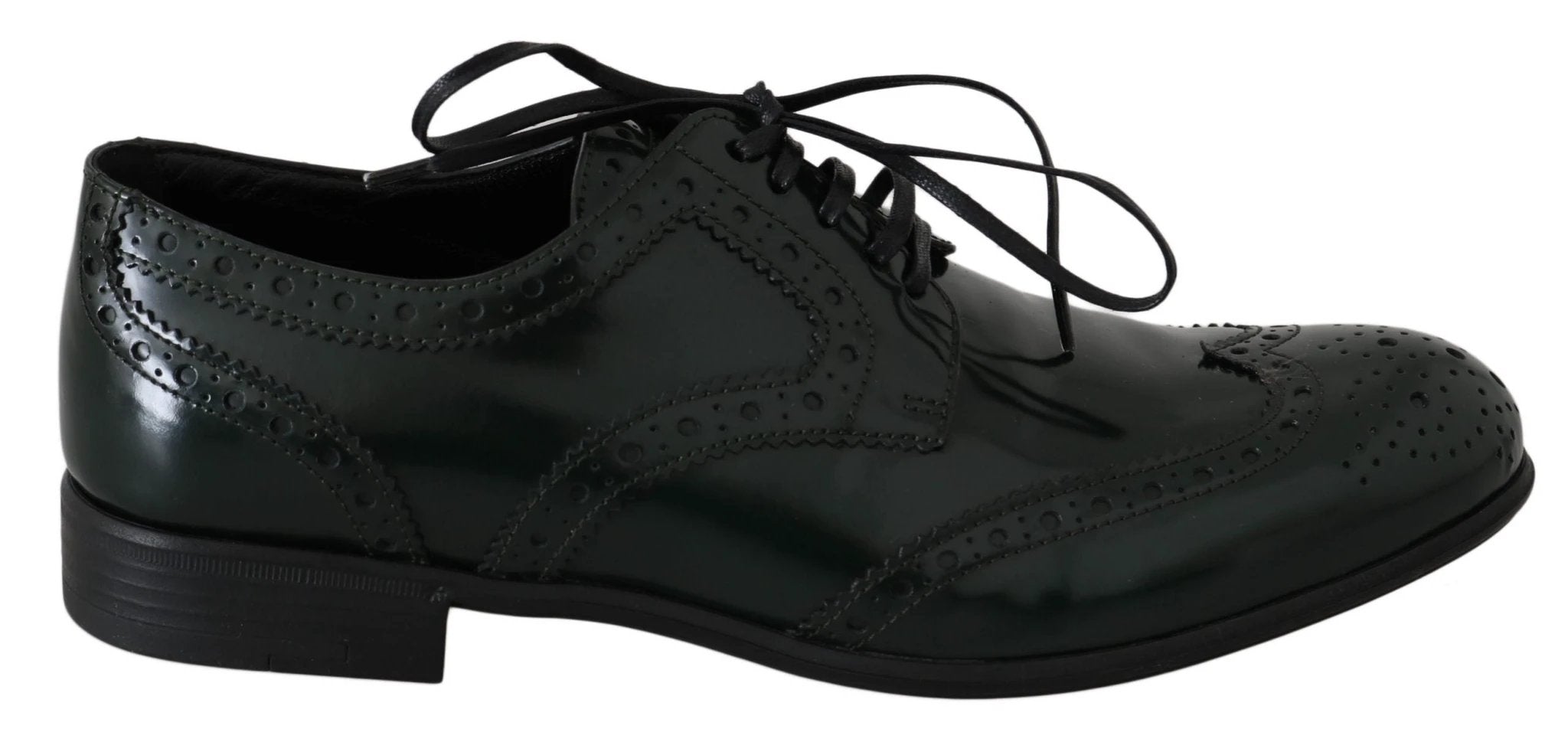 Dolce & Gabbana Green Leather Broque Oxford Wingtip Shoes by Dolce & Gabbana