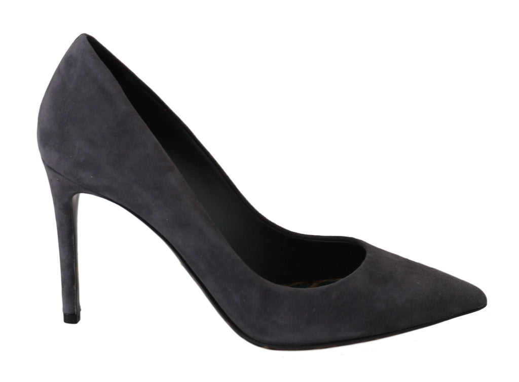 Dolce & Gabbana Gray Suede Leather Stiletto Shoes Heels by Dolce & Gabbana