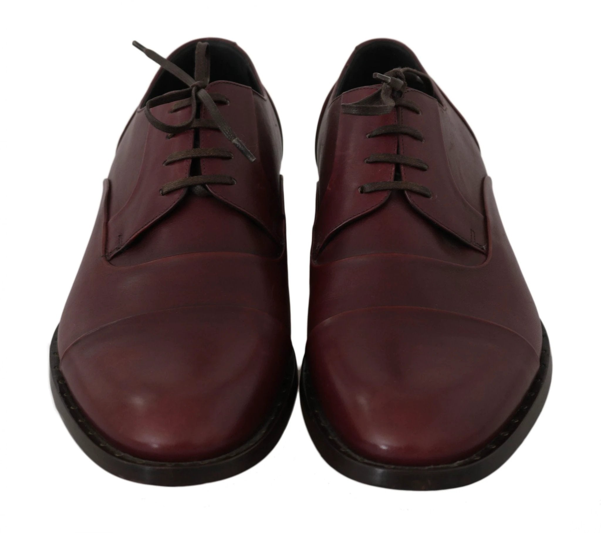 Dolce & Gabbana Red Bordeaux Leather Derby Formal Shoes by Dolce & Gabbana