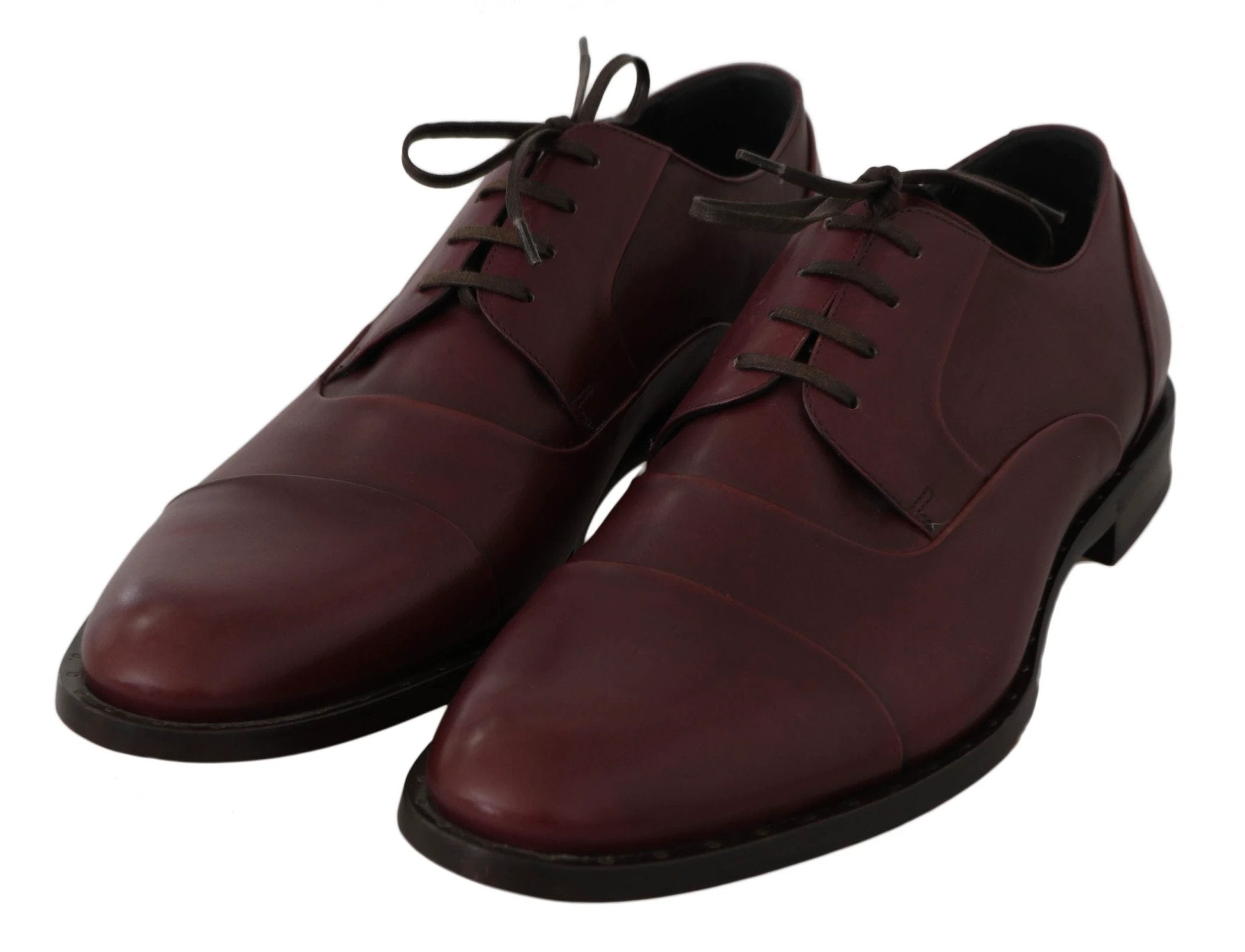 Dolce & Gabbana Red Bordeaux Leather Derby Formal Shoes by Dolce & Gabbana
