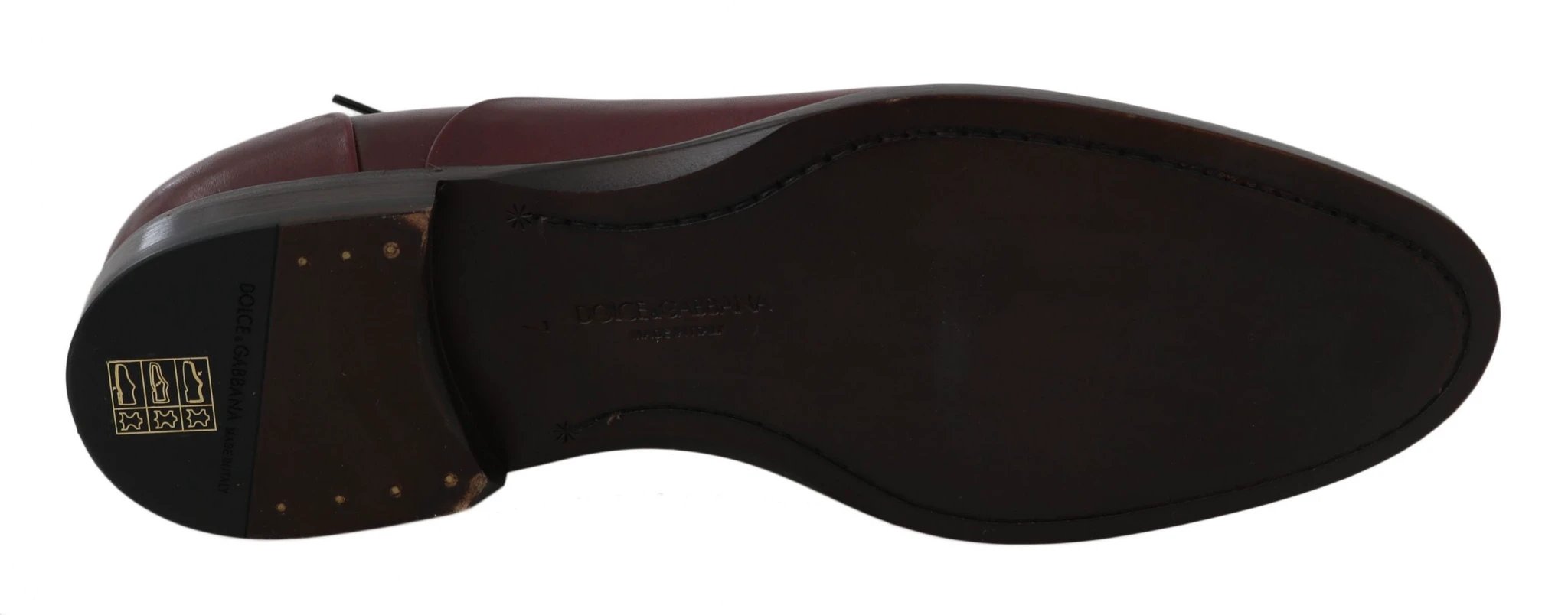 Dolce & Gabbana Red Bordeaux Leather Derby Formal Shoes by Dolce & Gabbana