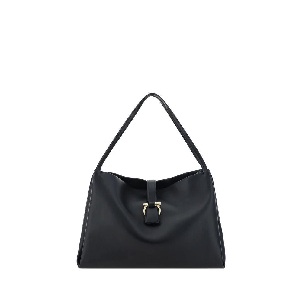 Ferragamo Black Calf Leather Bos Taurus Handbag by Ferragamo