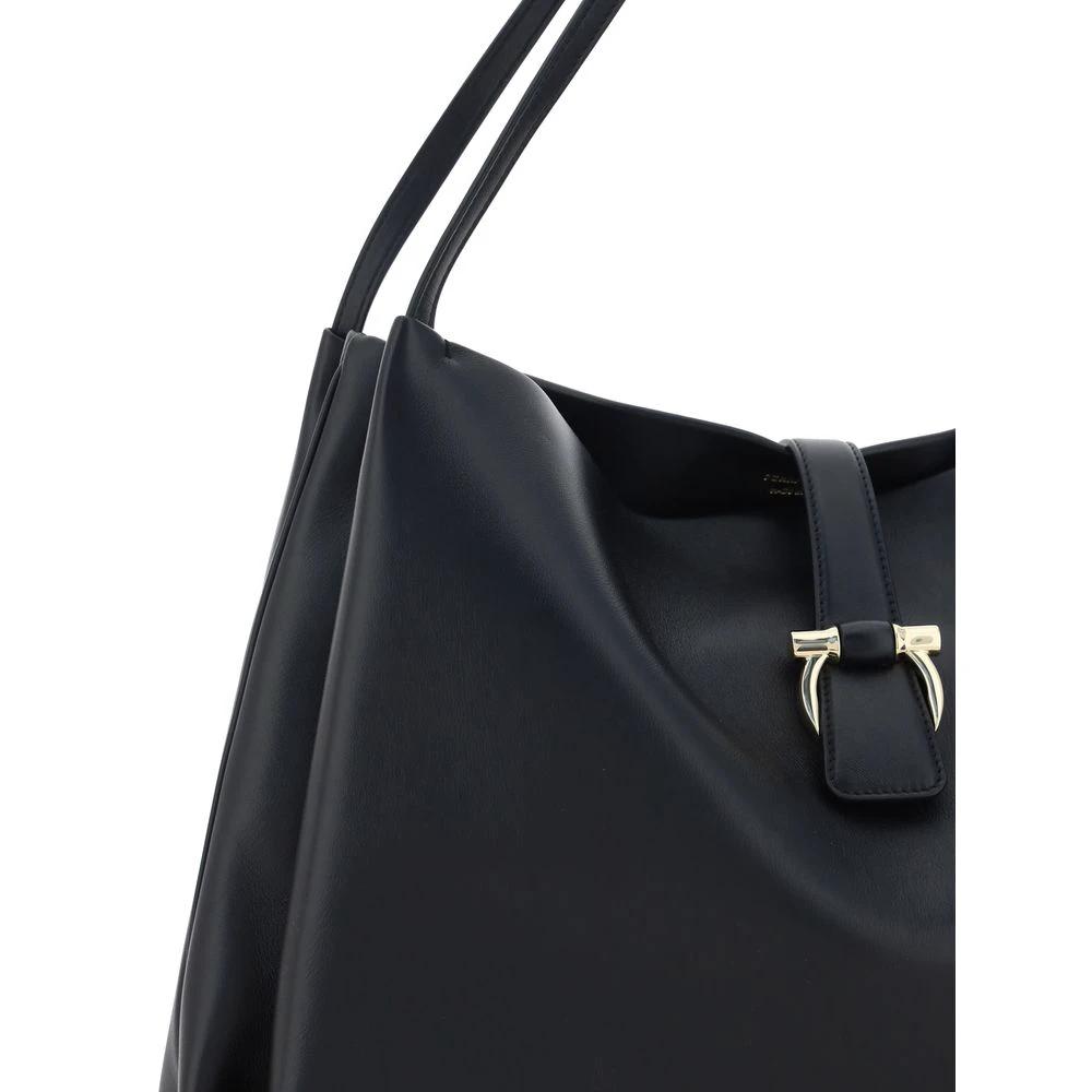 Ferragamo Black Calf Leather Bos Taurus Handbag by Ferragamo