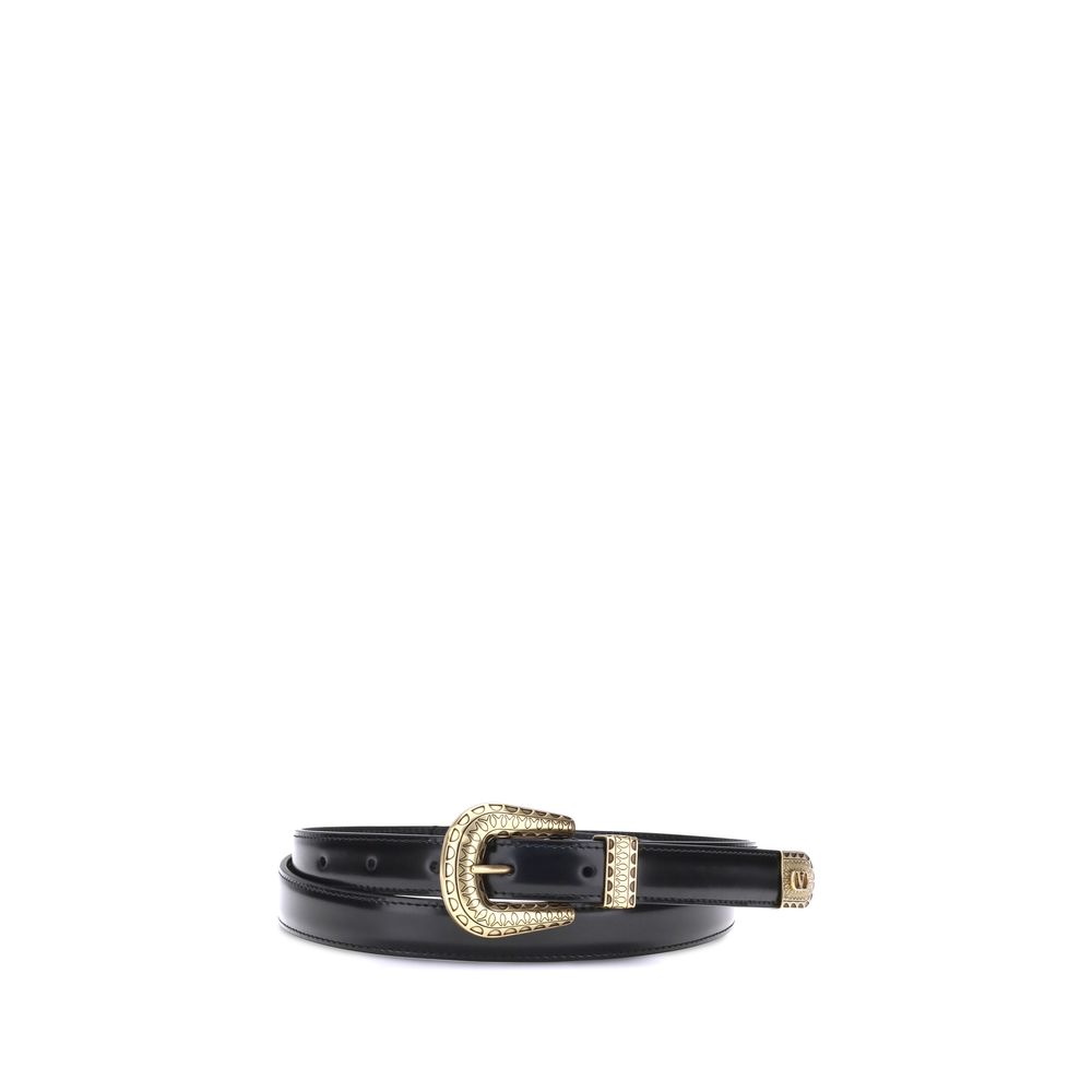 Ceinture Valentino Garavani Bos Taurus Regular en cuir de veau noir