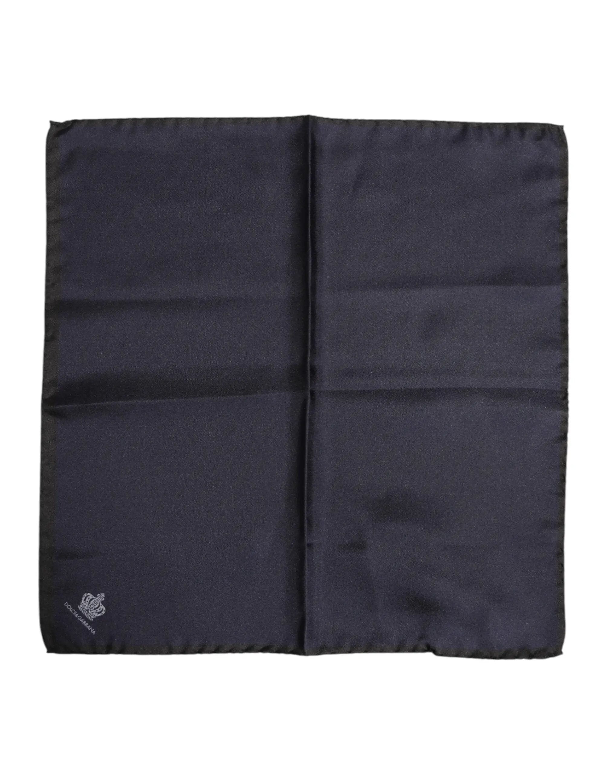 Dolce & Gabbana Blue DG Crown Silk Square Men Foulard Scarf