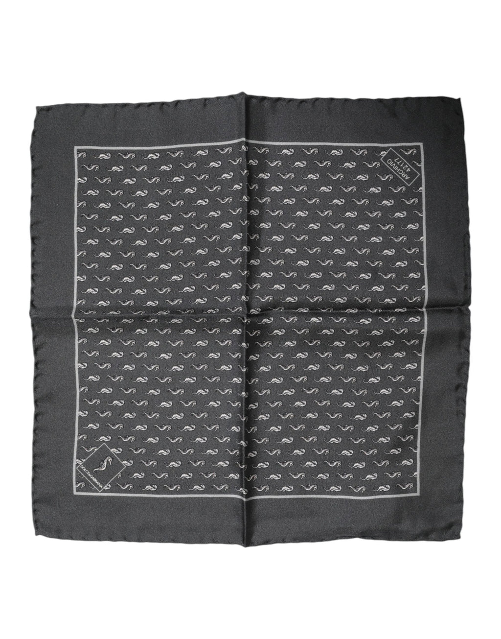 Dolce & Gabbana Black Fish Print Silk Square Men Foulard Scarf by Dolce & Gabbana
