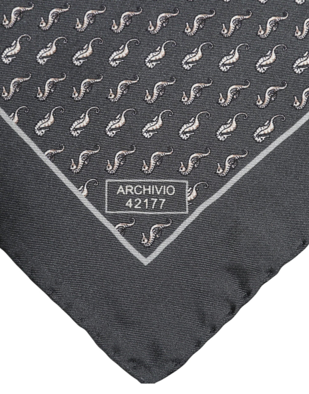 Dolce & Gabbana Black Fish Print Silk Square Men Foulard Scarf by Dolce & Gabbana