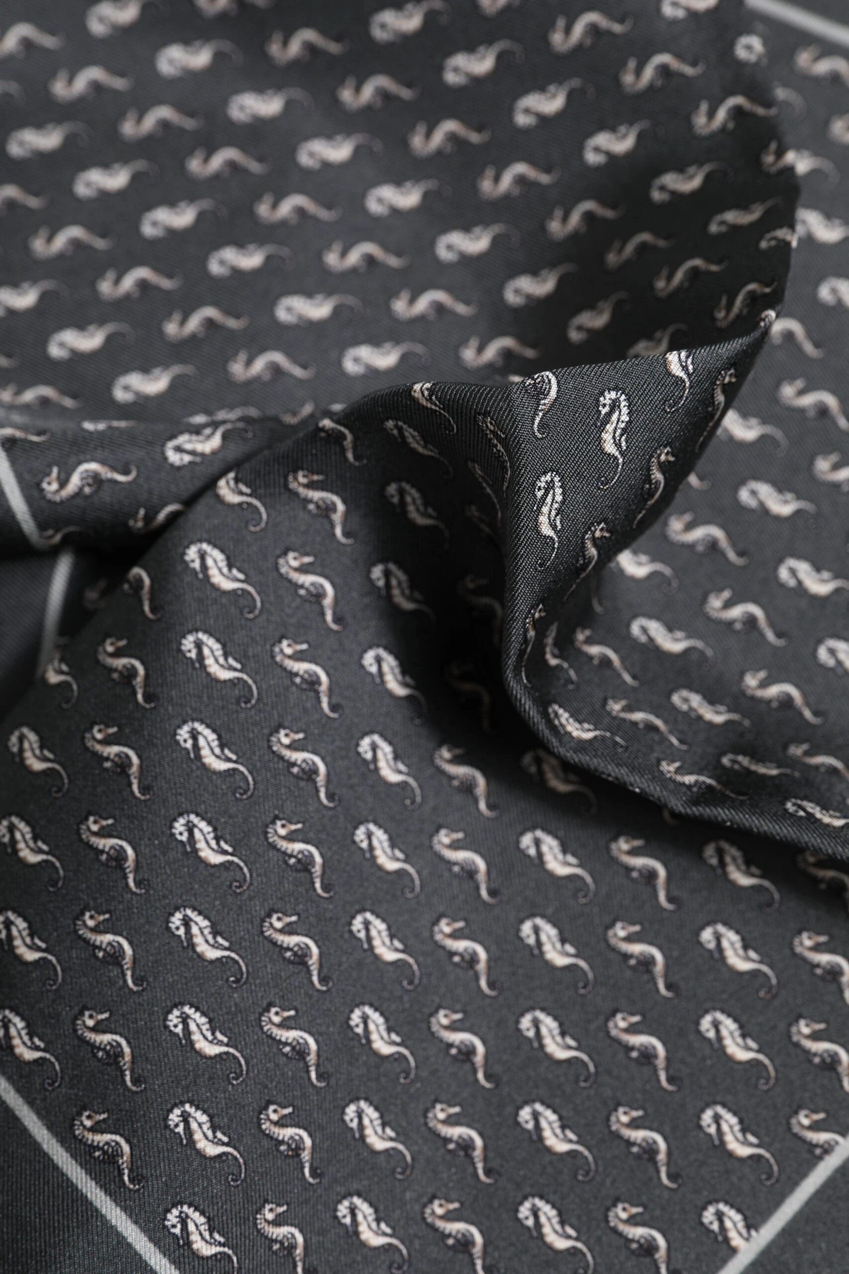 Dolce & Gabbana Black Fish Print Silk Square Men Foulard Scarf by Dolce & Gabbana