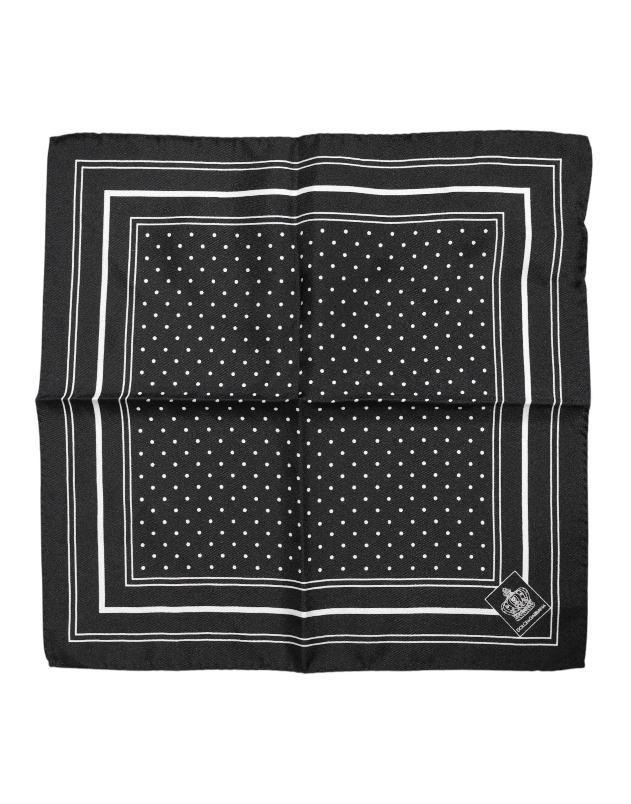 Dolce & Gabbana Black White Polka Dot Men Foulard Scarf by Dolce & Gabbana