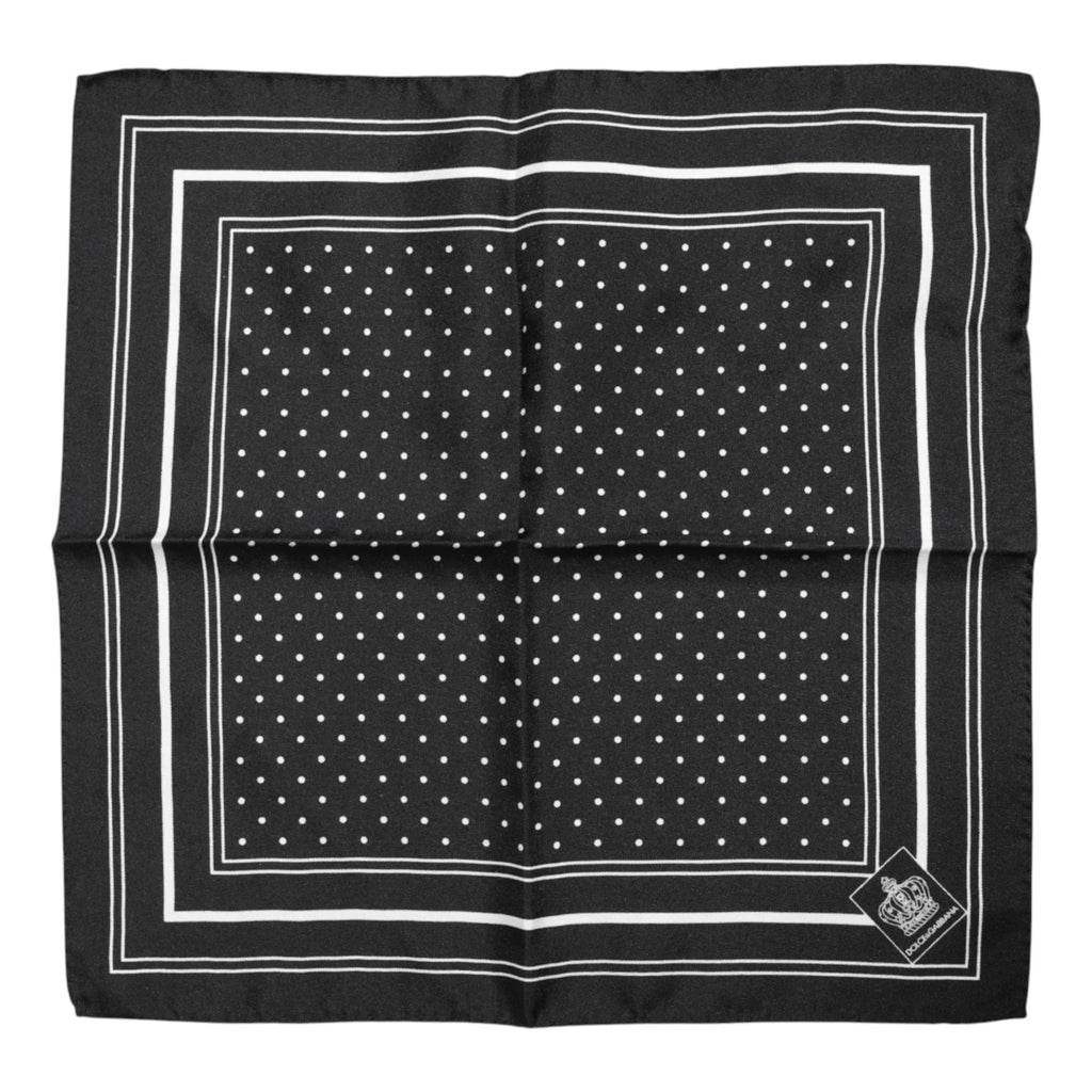 Dolce & Gabbana Black White Polka Dot Men Foulard Scarf by Dolce & Gabbana