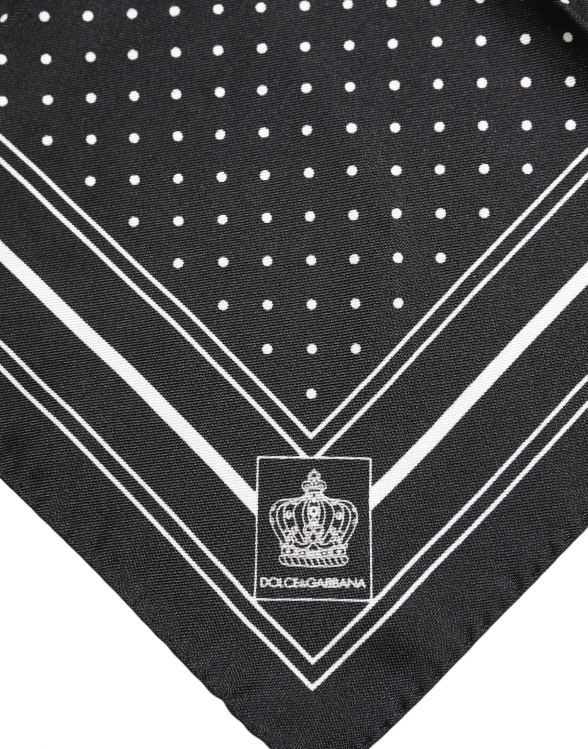 Dolce & Gabbana Black White Polka Dot Men Foulard Scarf by Dolce & Gabbana