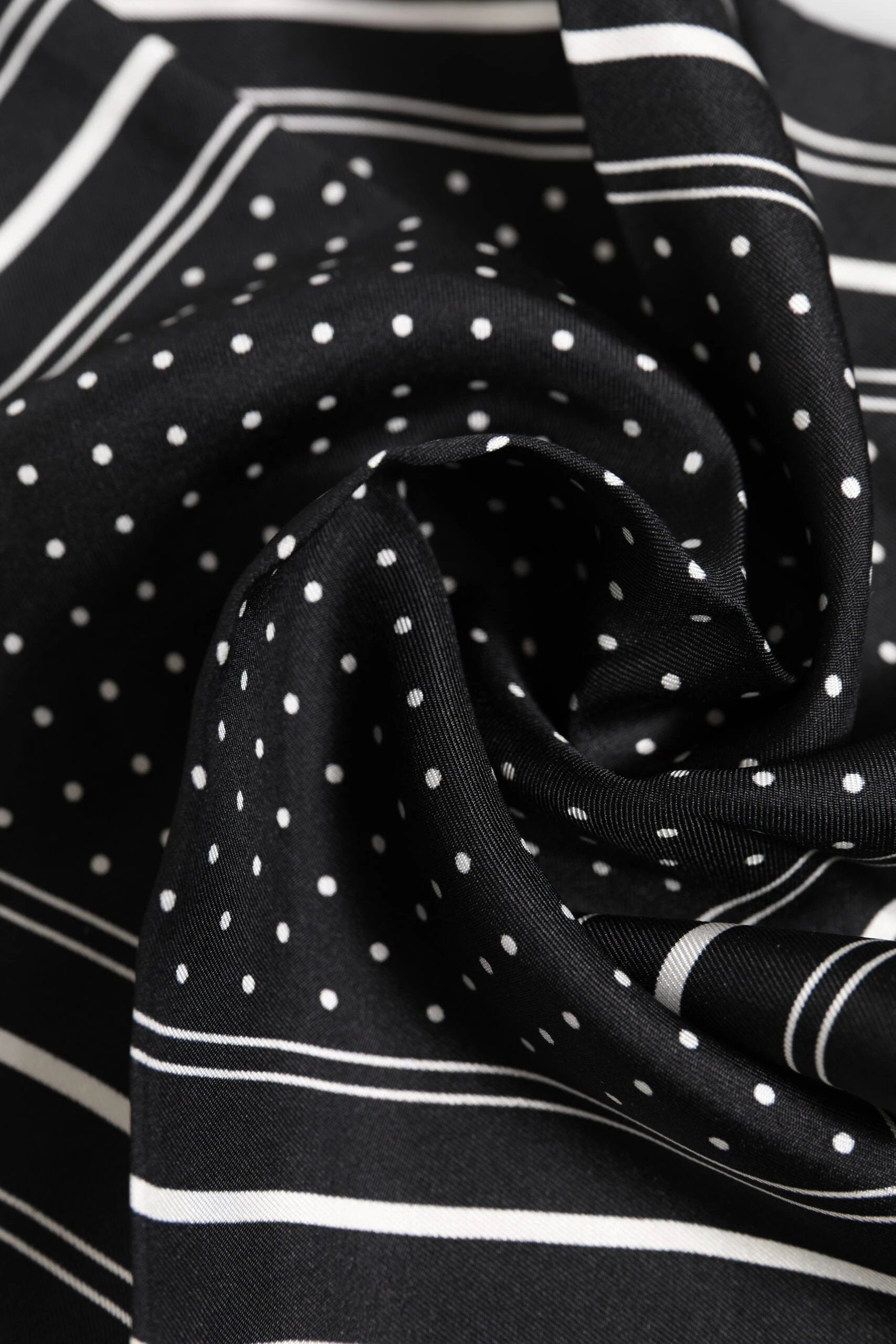 Dolce & Gabbana Black White Polka Dot Men Foulard Scarf by Dolce & Gabbana
