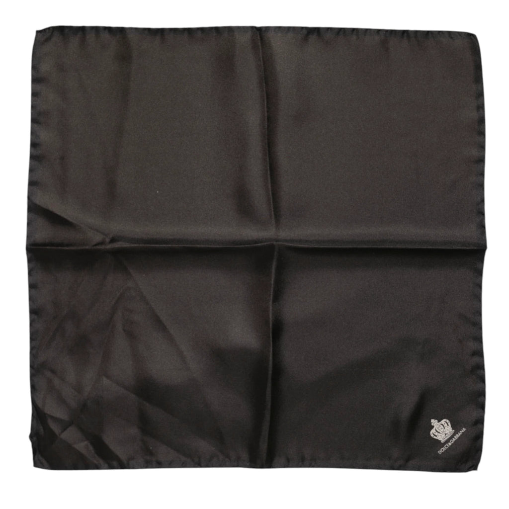 Dolce & Gabbana Brown DG Crown Silk Square Men Foulard Scarf by Dolce & Gabbana