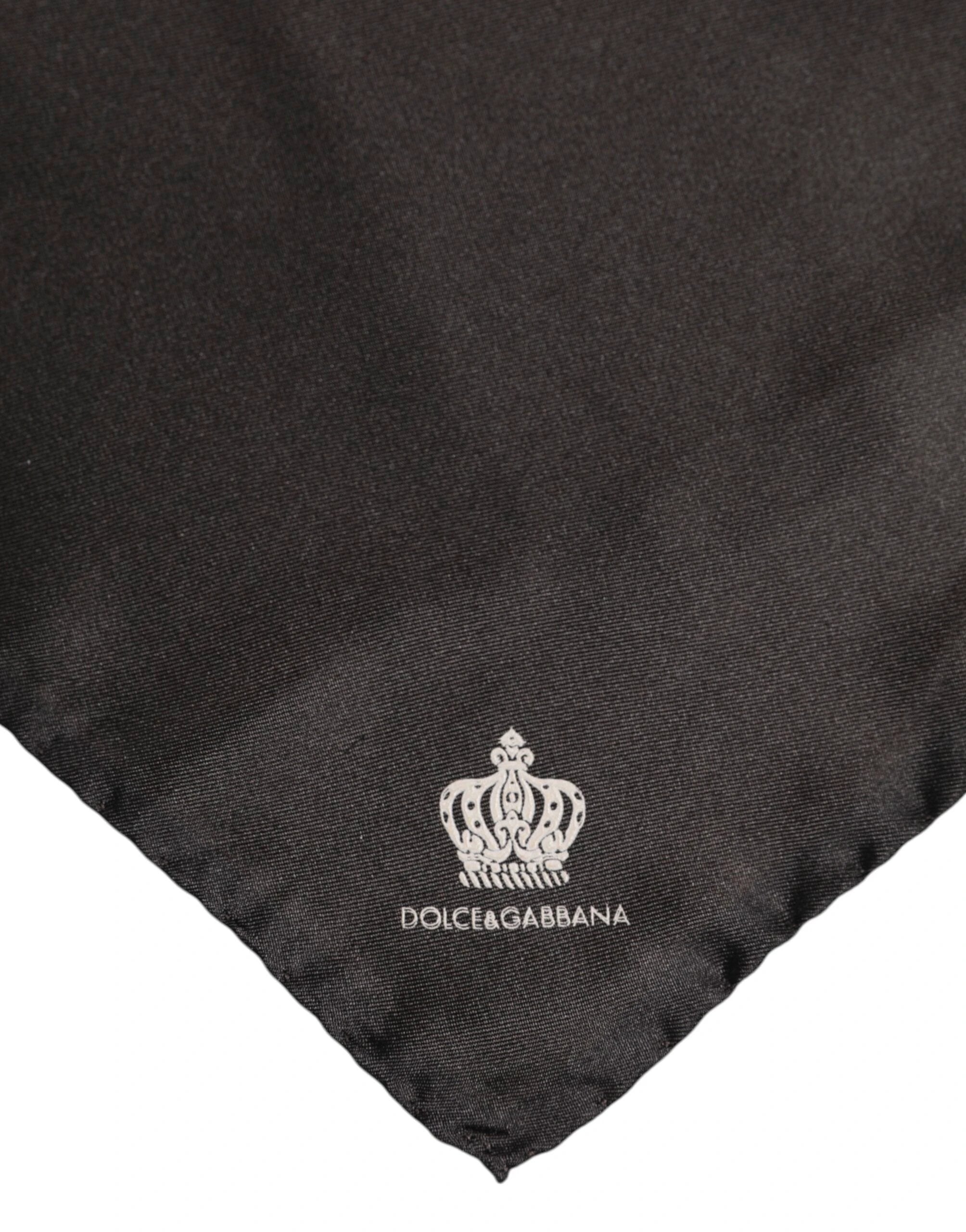 Dolce & Gabbana Brown DG Crown Silk Square Men Foulard Scarf by Dolce & Gabbana