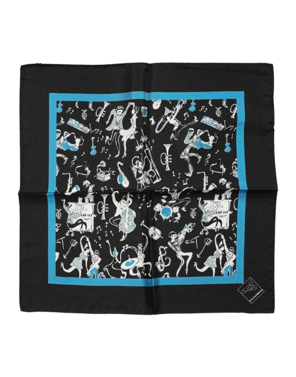 Dolce & Gabbana Black Jazz Club Silk Square Men Foulard Scarf by Dolce & Gabbana