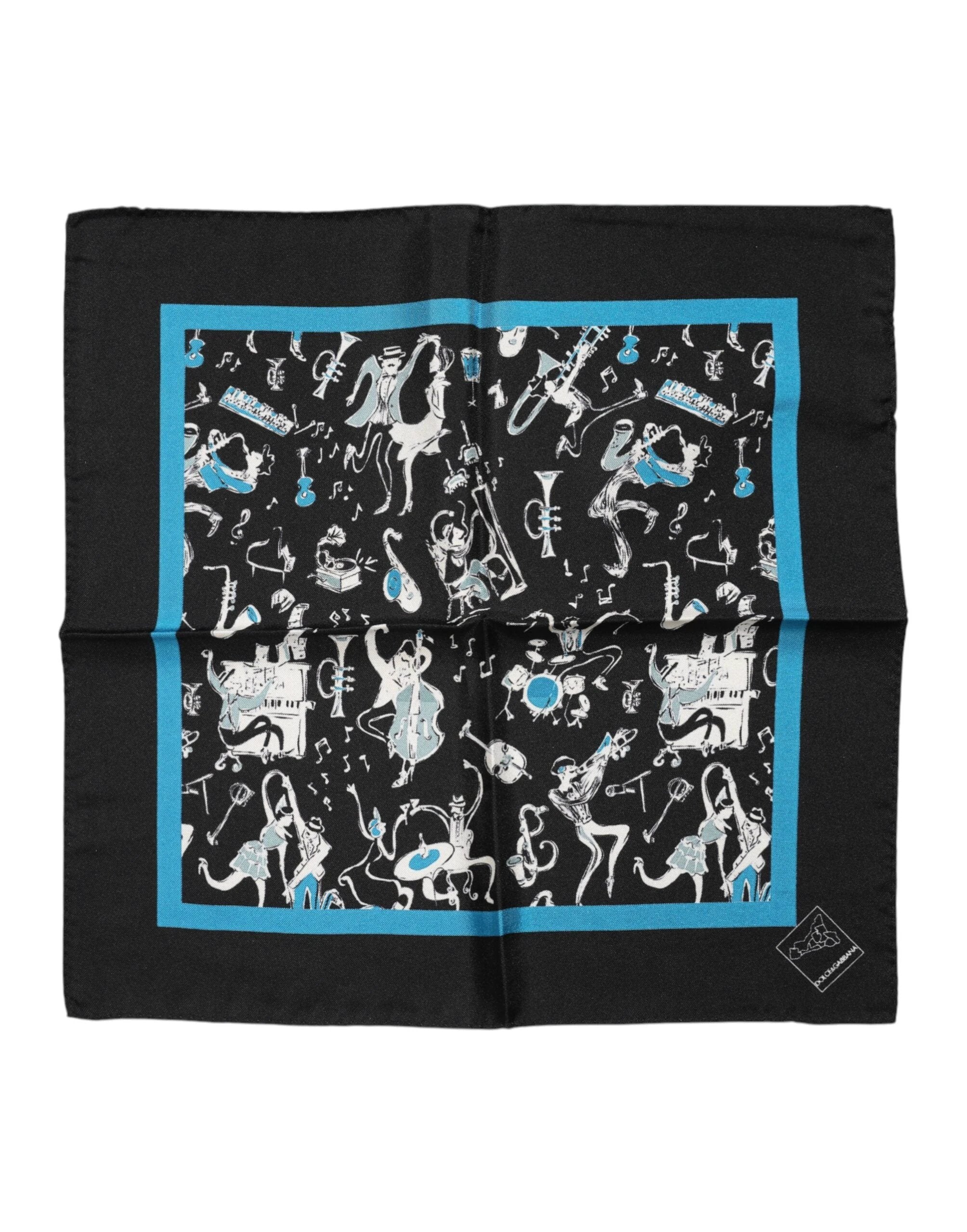 Dolce & Gabbana Black Jazz Club Silk Square Men Foulard Scarf by Dolce & Gabbana