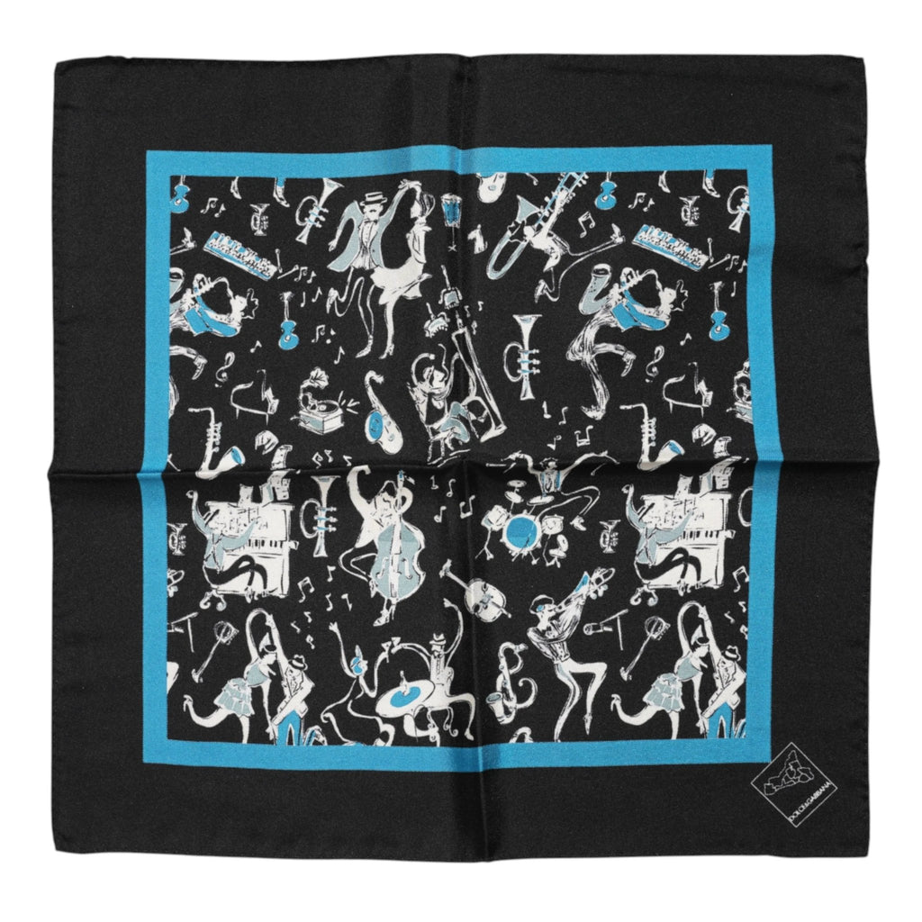 Dolce & Gabbana Black Jazz Club Silk Square Men Foulard Scarf by Dolce & Gabbana