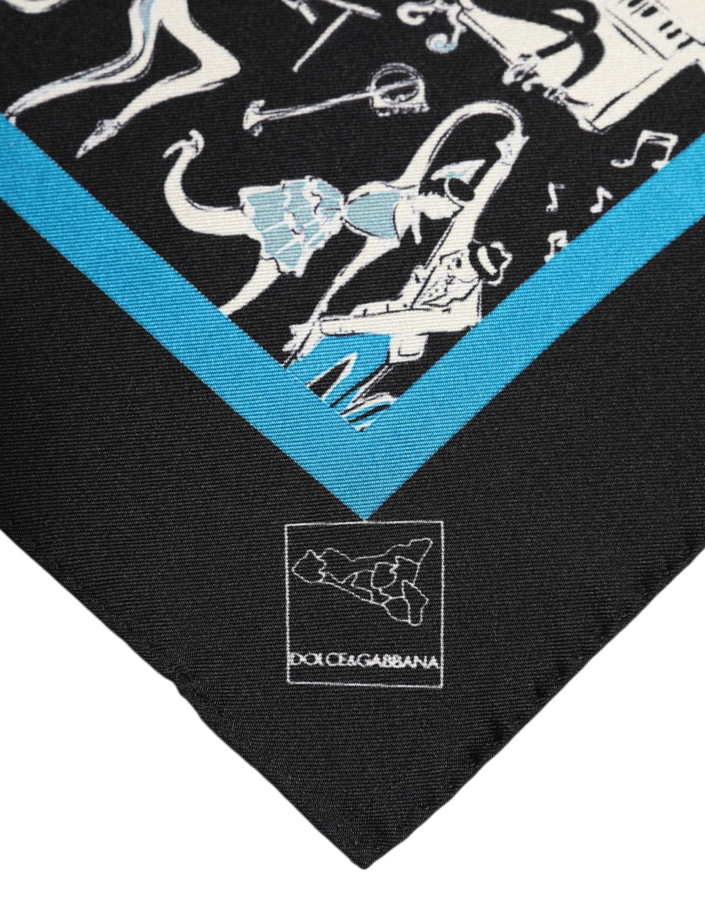 Dolce & Gabbana Black Jazz Club Silk Square Men Foulard Scarf by Dolce & Gabbana