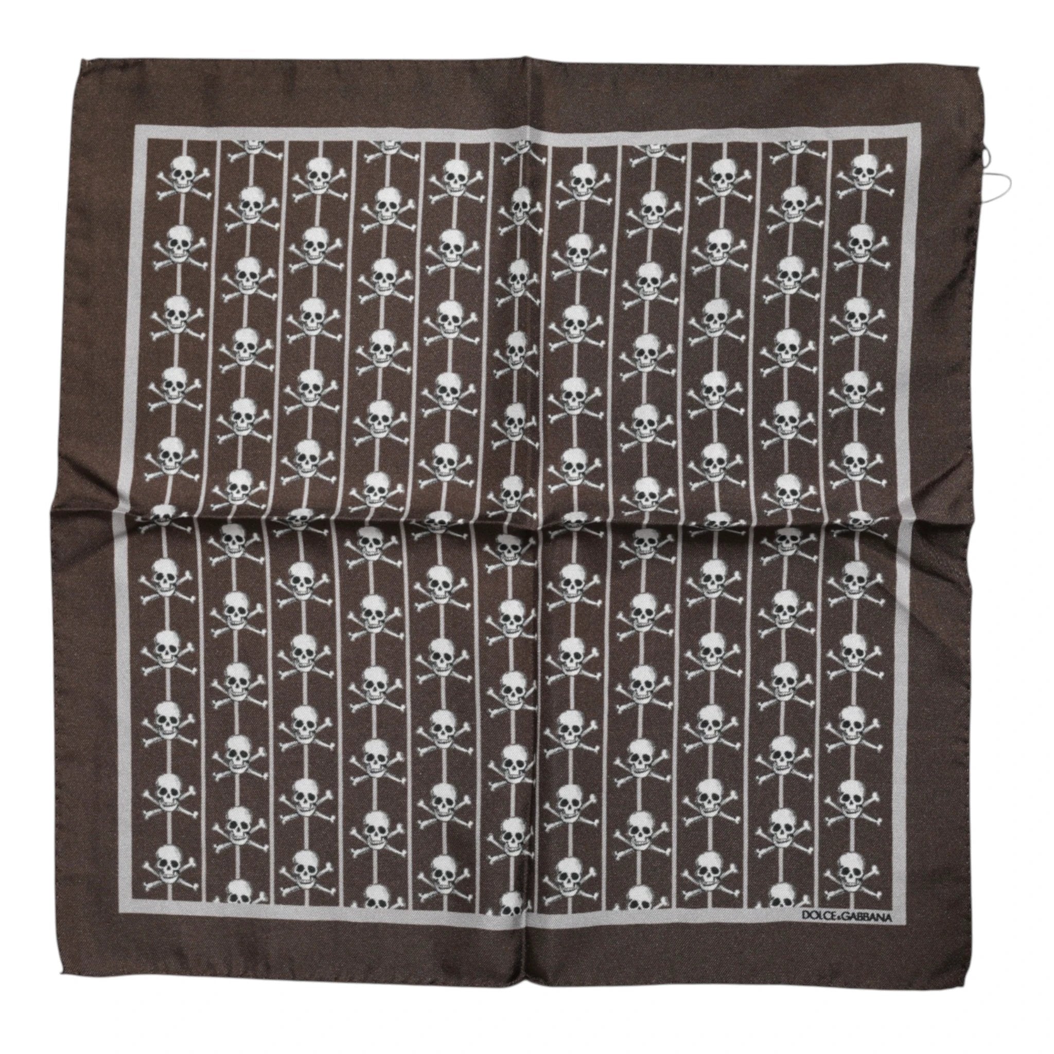 Dolce & Gabbana Brown Skull Silk Square Men Foulard Scarf by Dolce & Gabbana