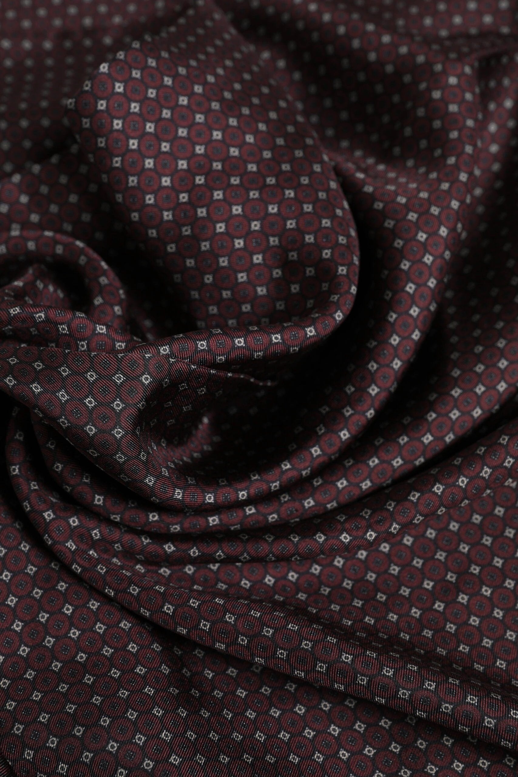 Dolce & Gabbana Maroon Dotted Silk Fringes Foulard Scarf by Dolce & Gabbana